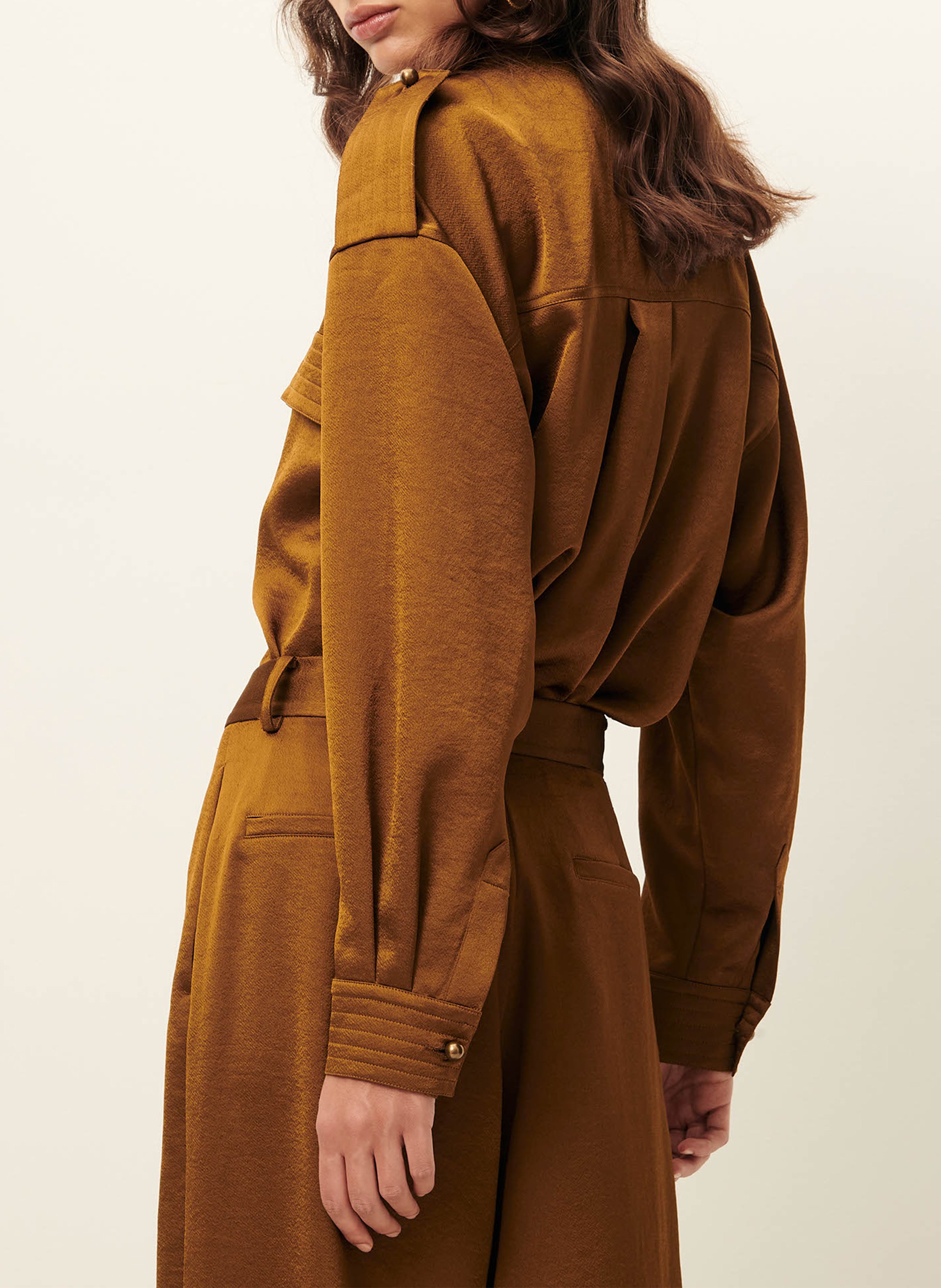 Pantalon fluide large satiné provenco SESSUN Marron