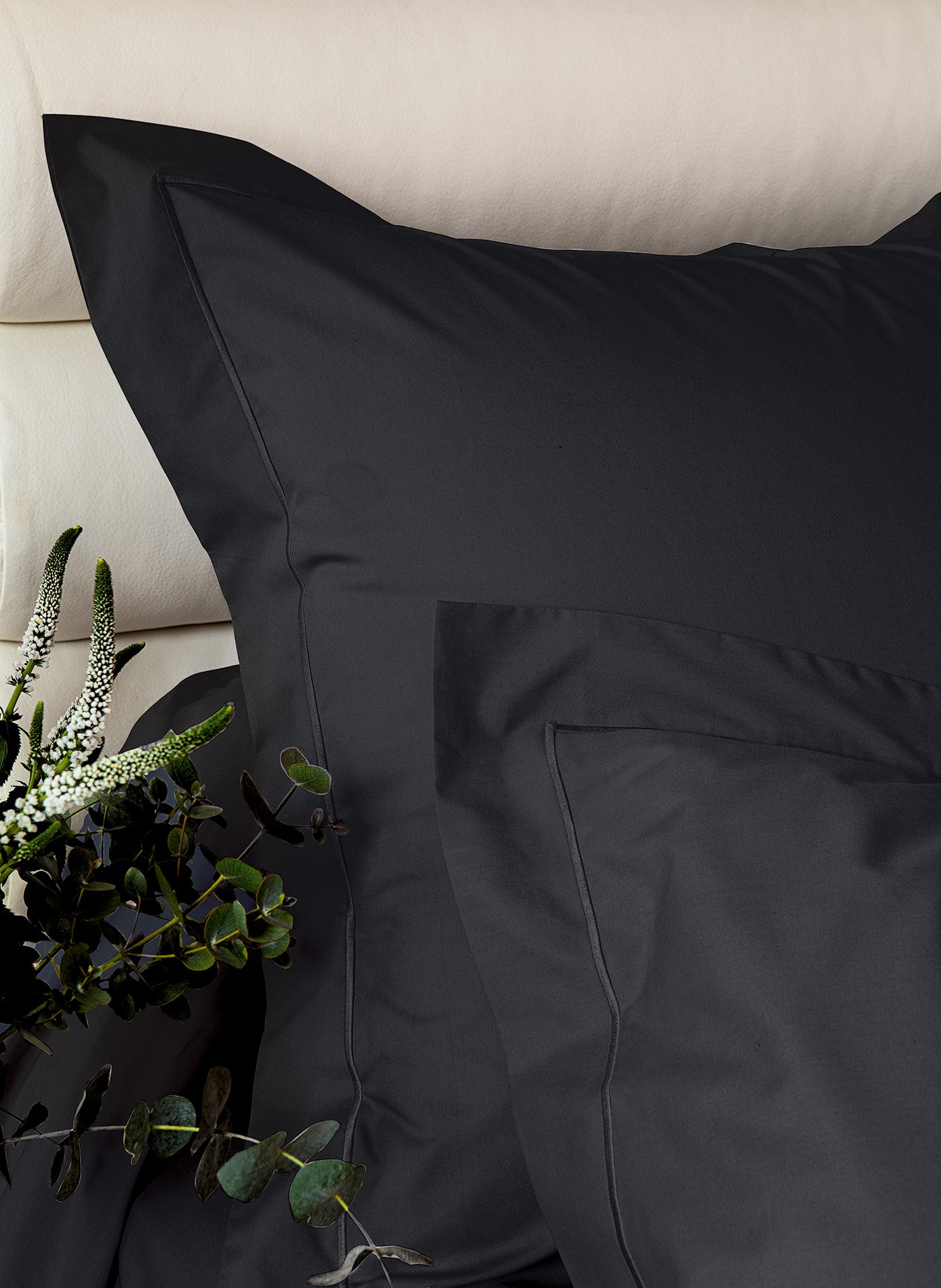 Taie d'oreiller vexin fusain ANNE DE SOLENE Noir