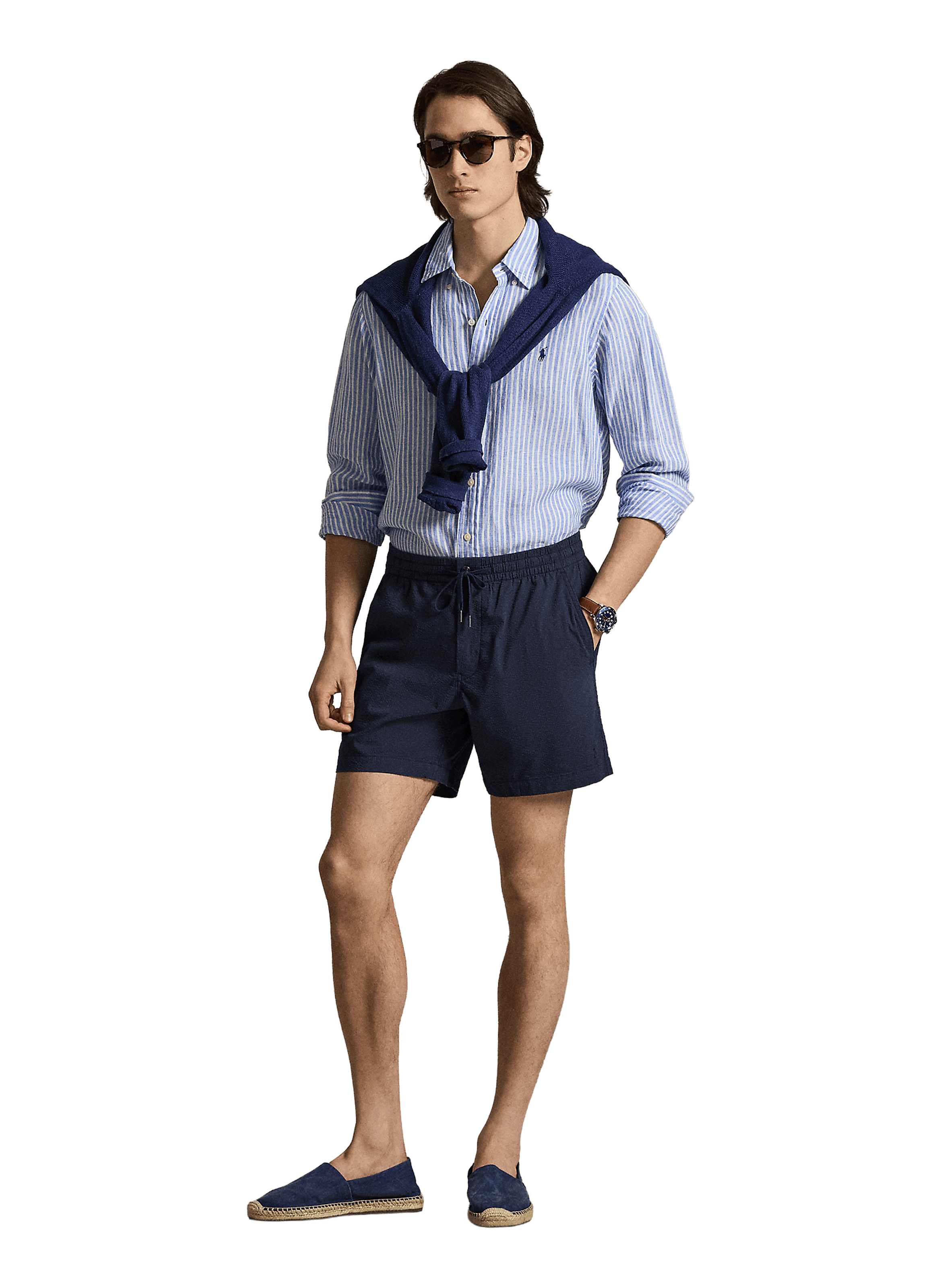 Short gaufré en coton mélangé POLO RALPH LAUREN Bleu