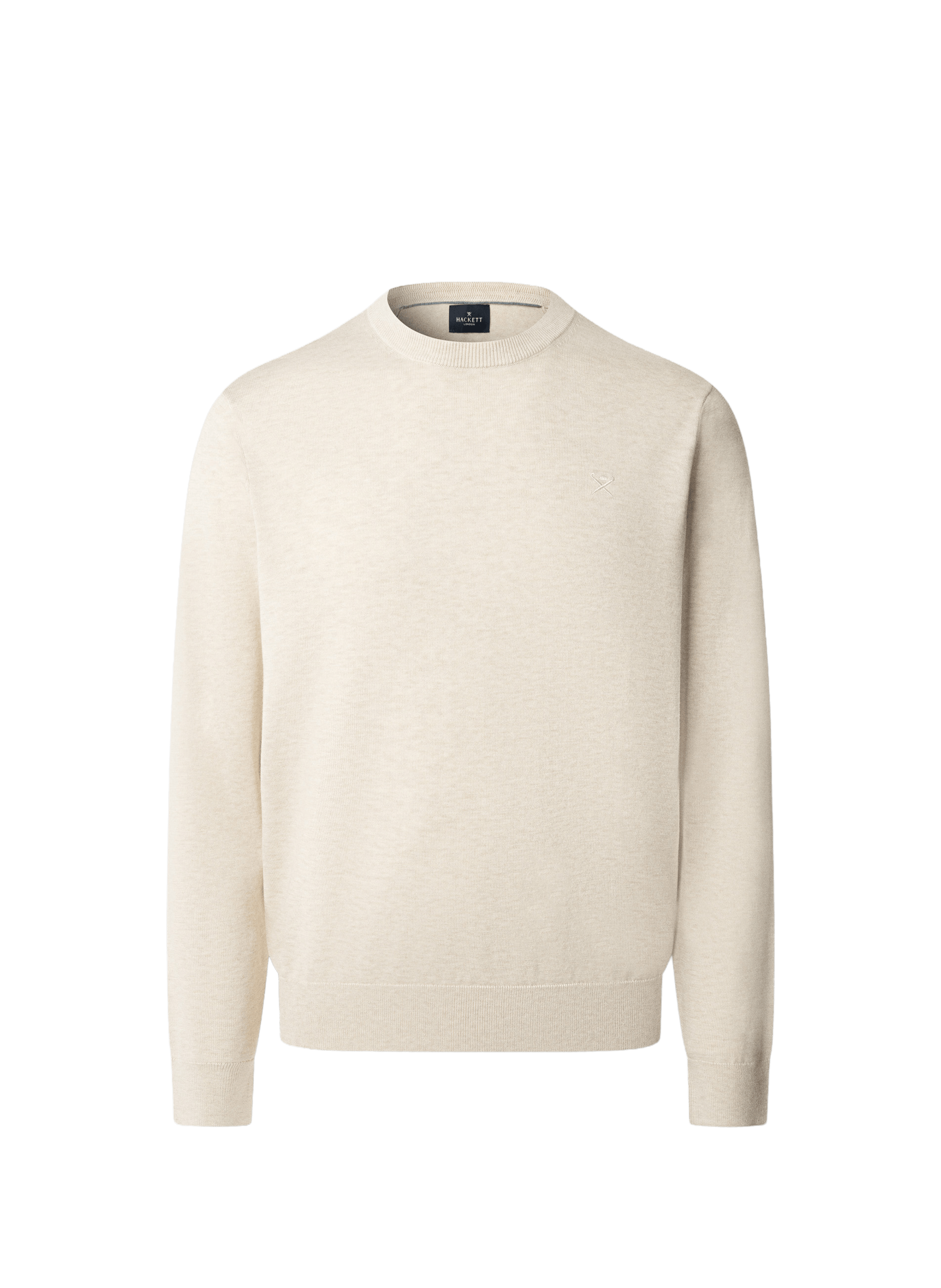Round neck sweater in cotton and silk HACKETT Beige