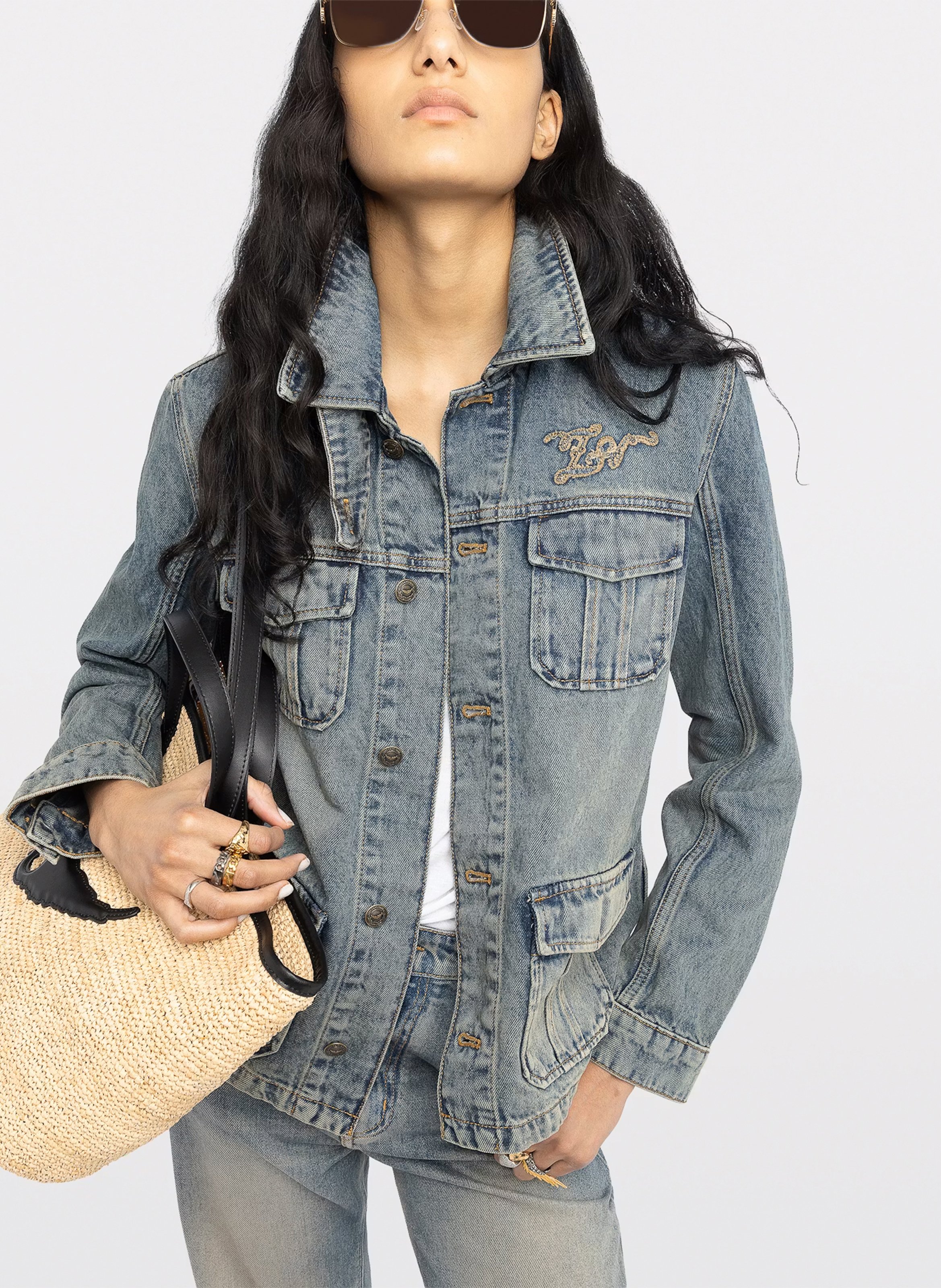 Veste droite col classique en coton lienna ZADIG&VOLTAIRE Bleu