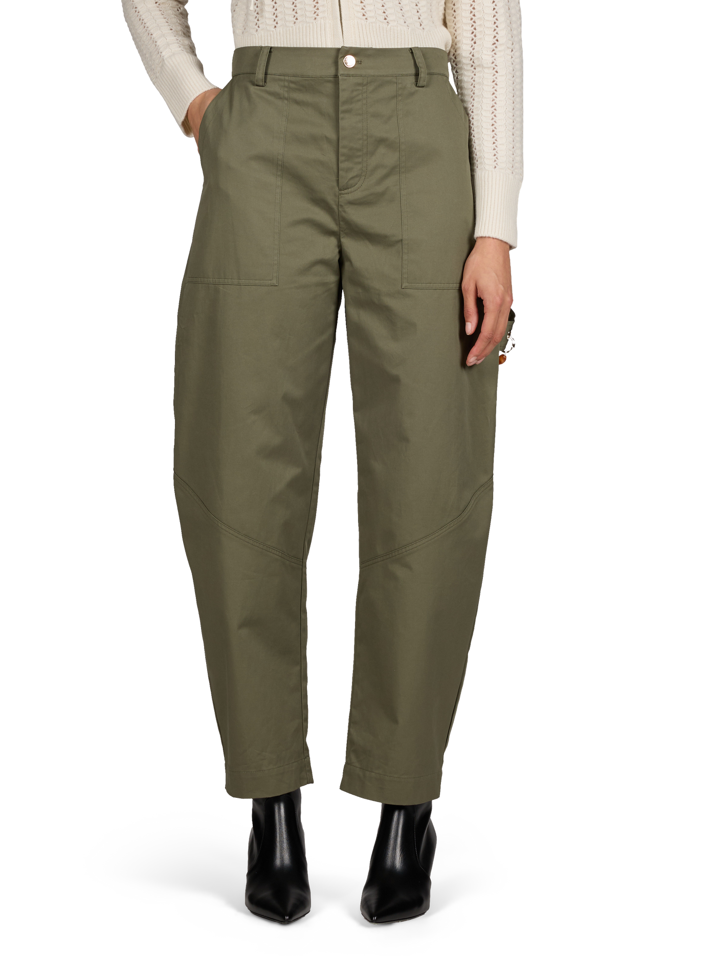 Wide cargo pants with pearl embellishments in cotton BERENICE Khaki