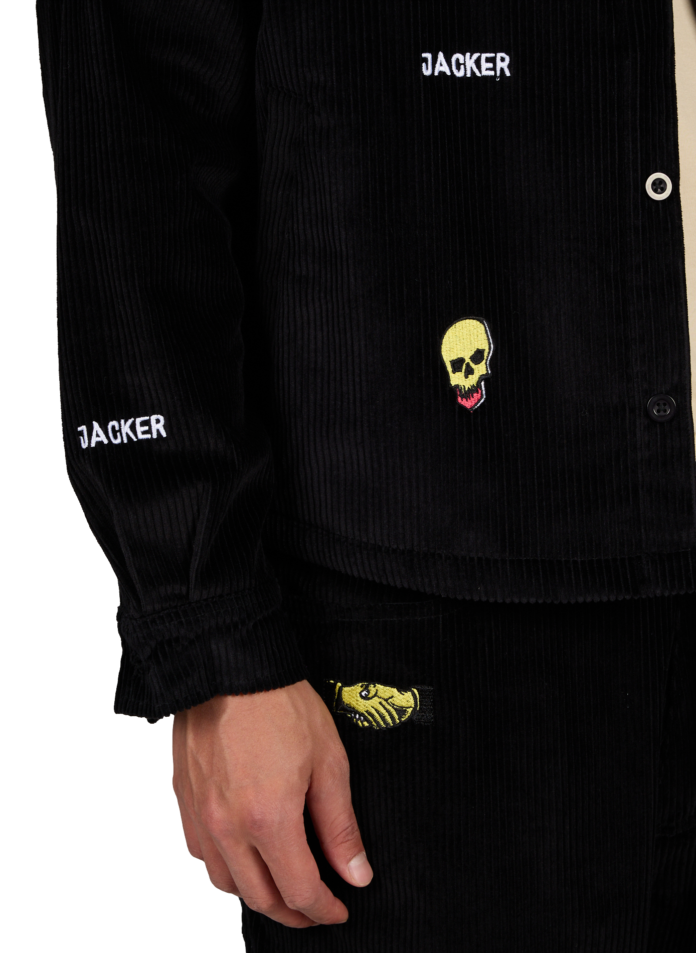 Surchemise droite côtelée en coton JACKER. Noir