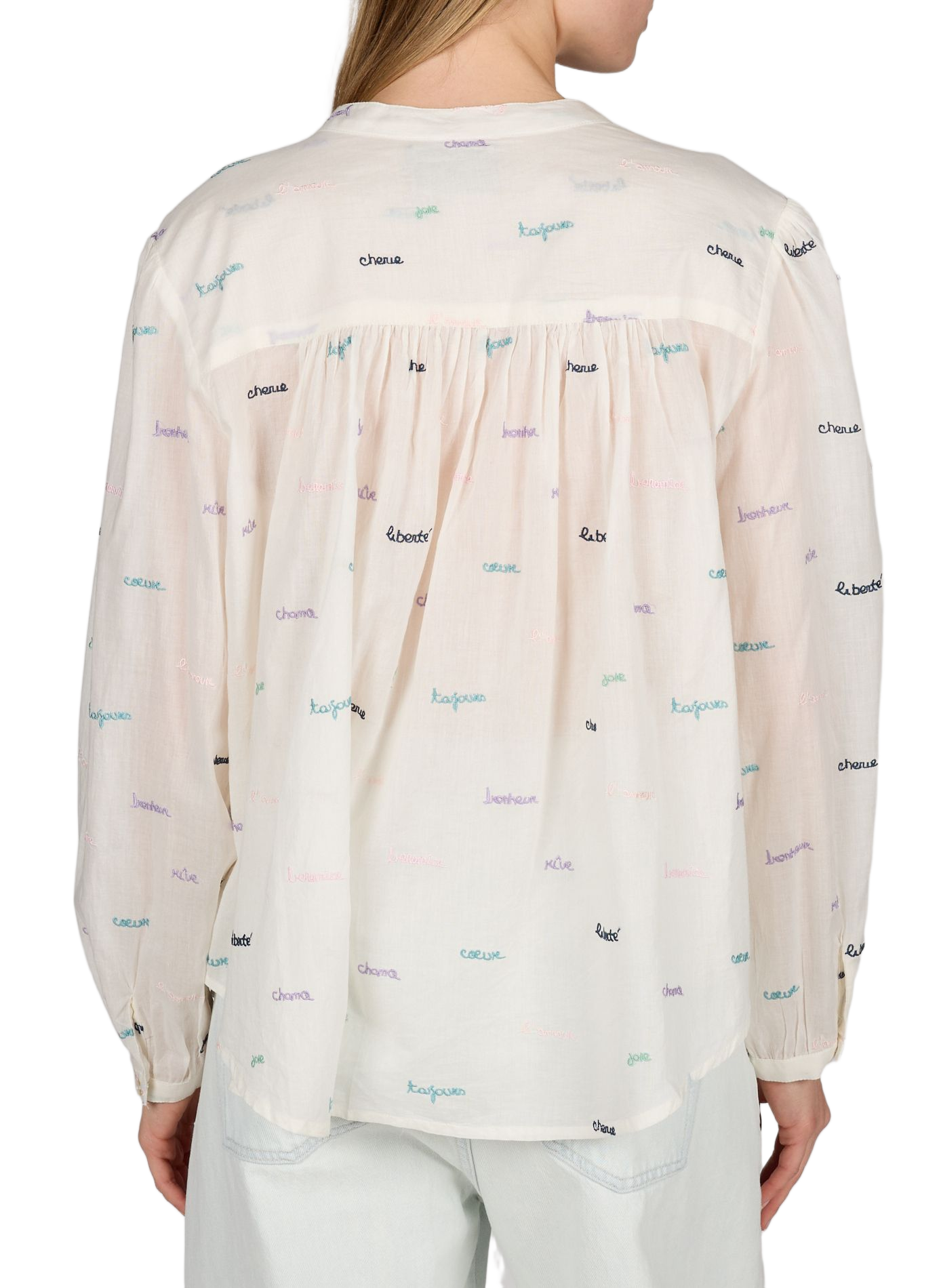 Blouse met katoenen borduurwerk BERENICE Beige