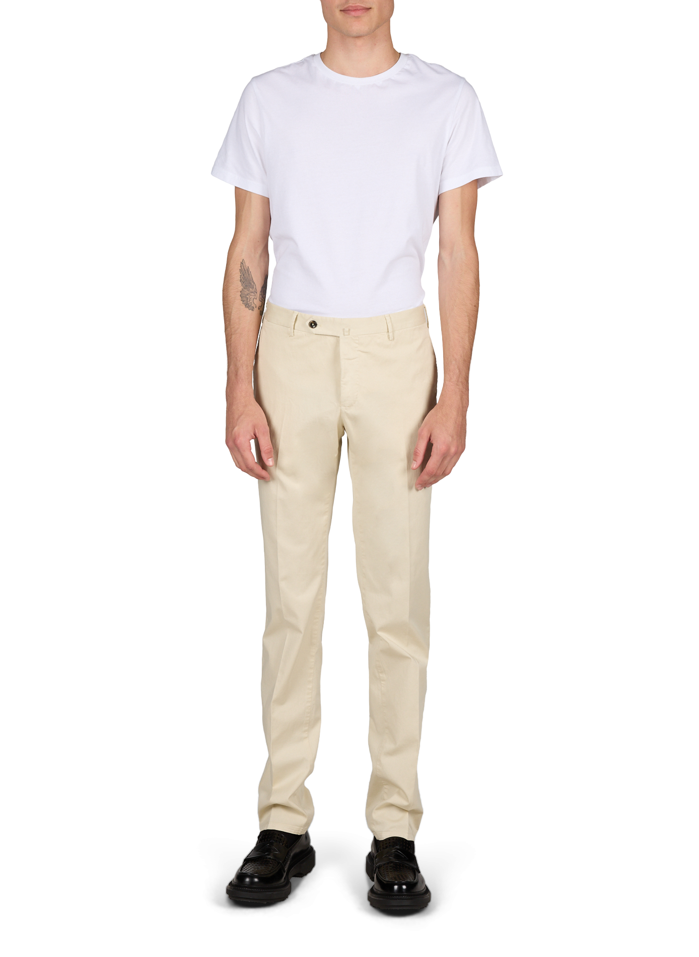 Pantalon slim à plis en coton PT01 Beige