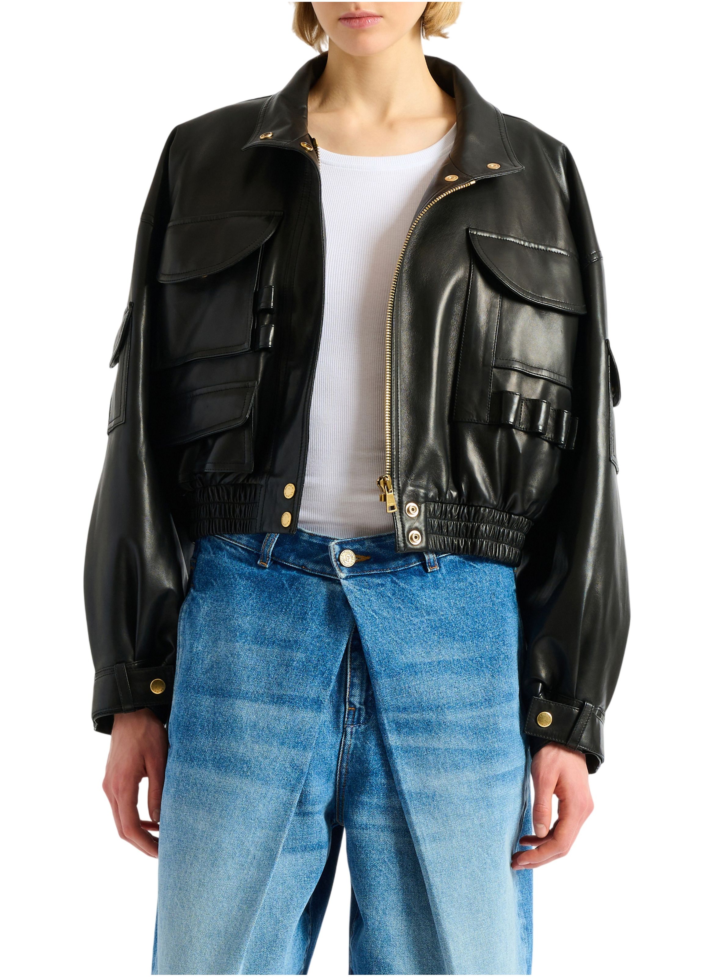 Bomber en cuir d’agneau BALMAIN Noir