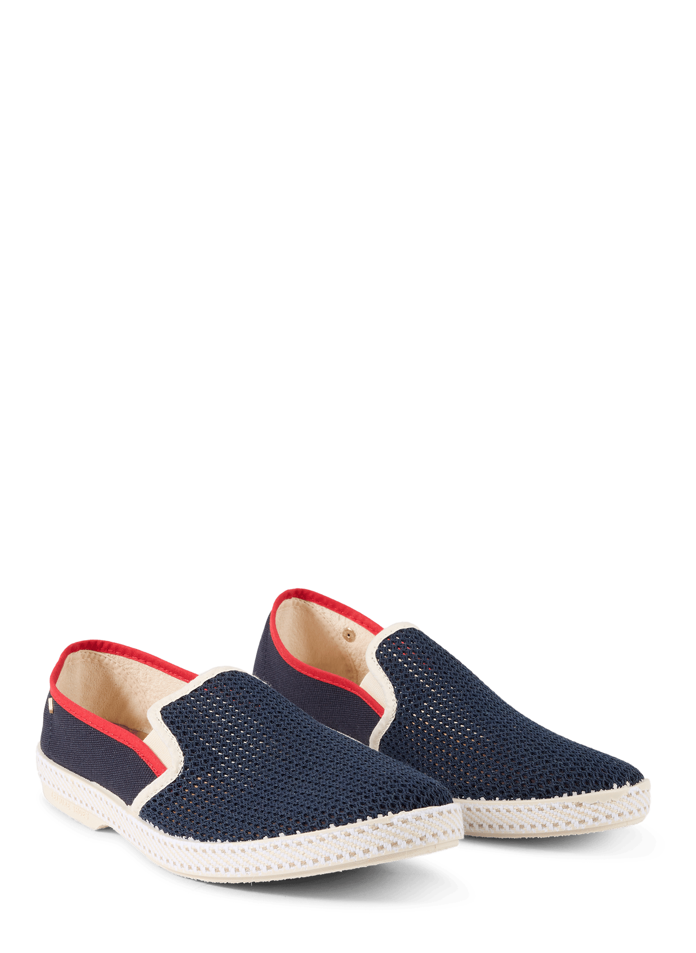 Moccasins with contrasting bands in mixed cotton RIVIERAS Blue