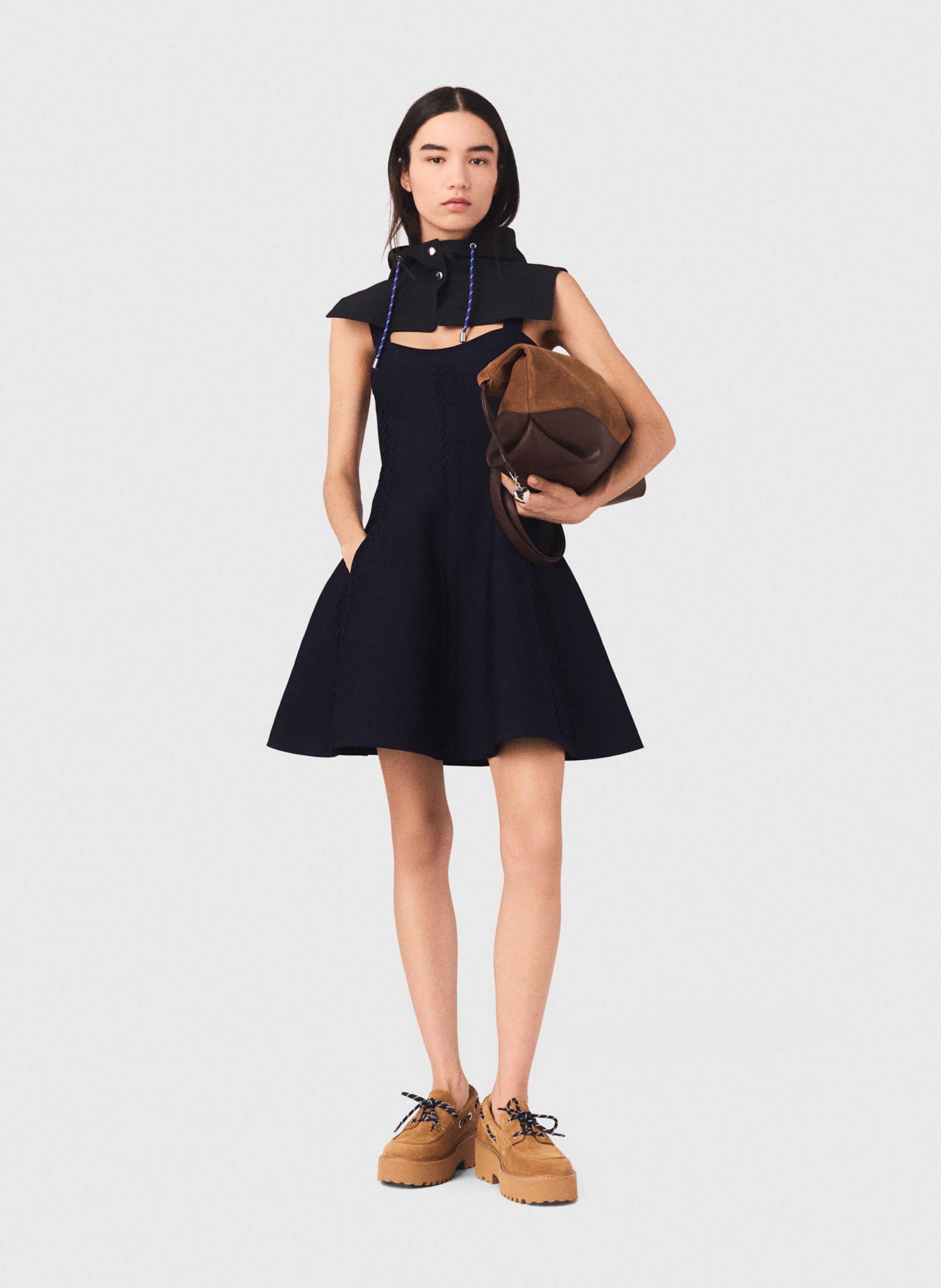 Robe courte patineuse à bretelles MAJE Bleu