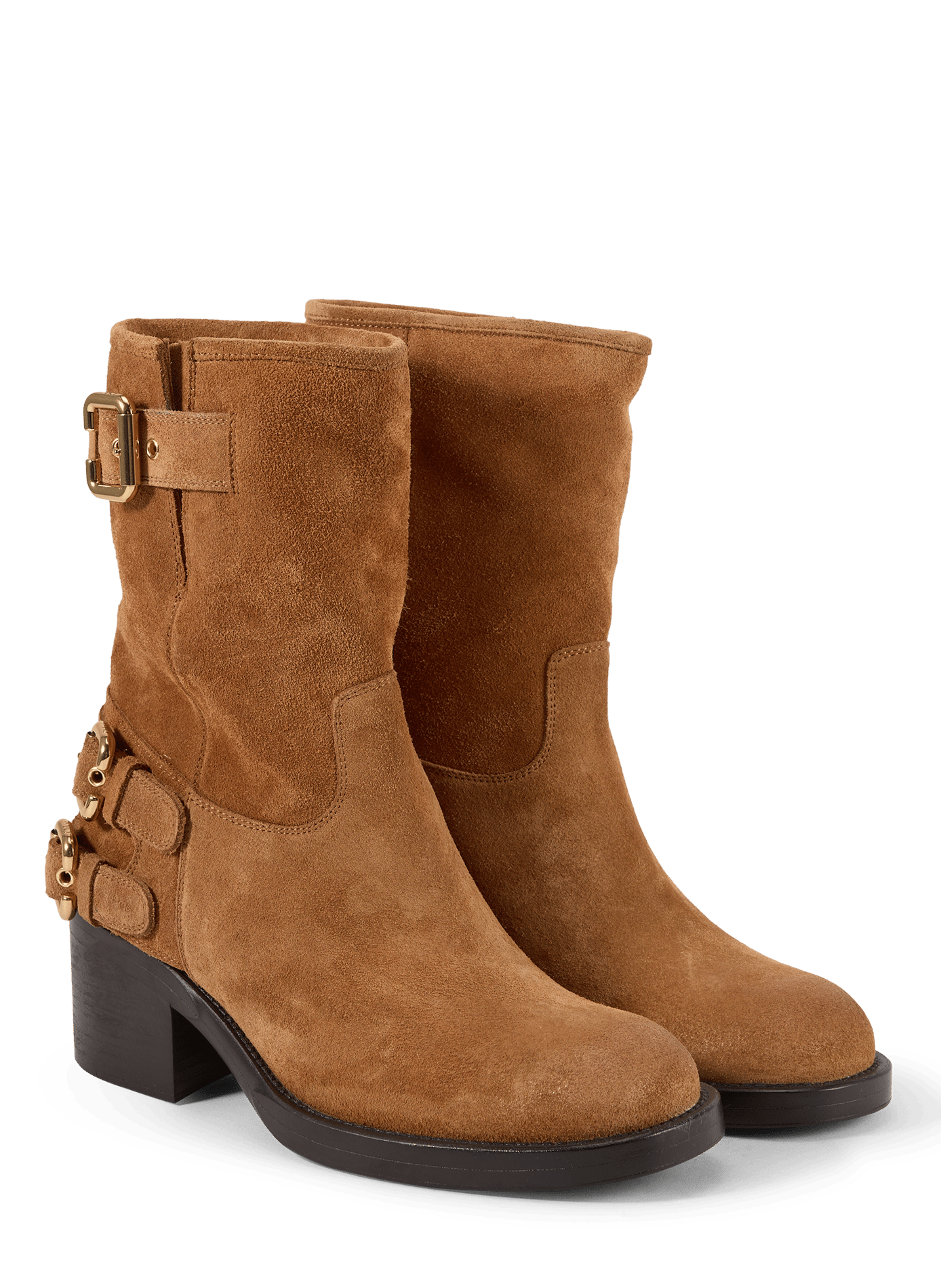 Dakota calf leather buckle ankle boots CHLOÉ Brown
