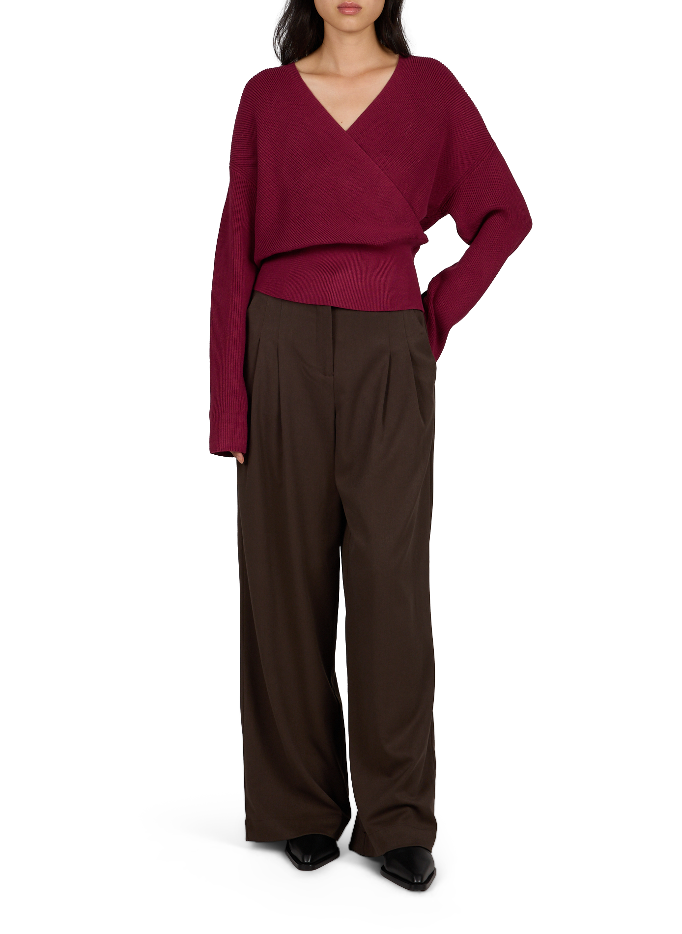 Wrap knit sweater MSCH Red