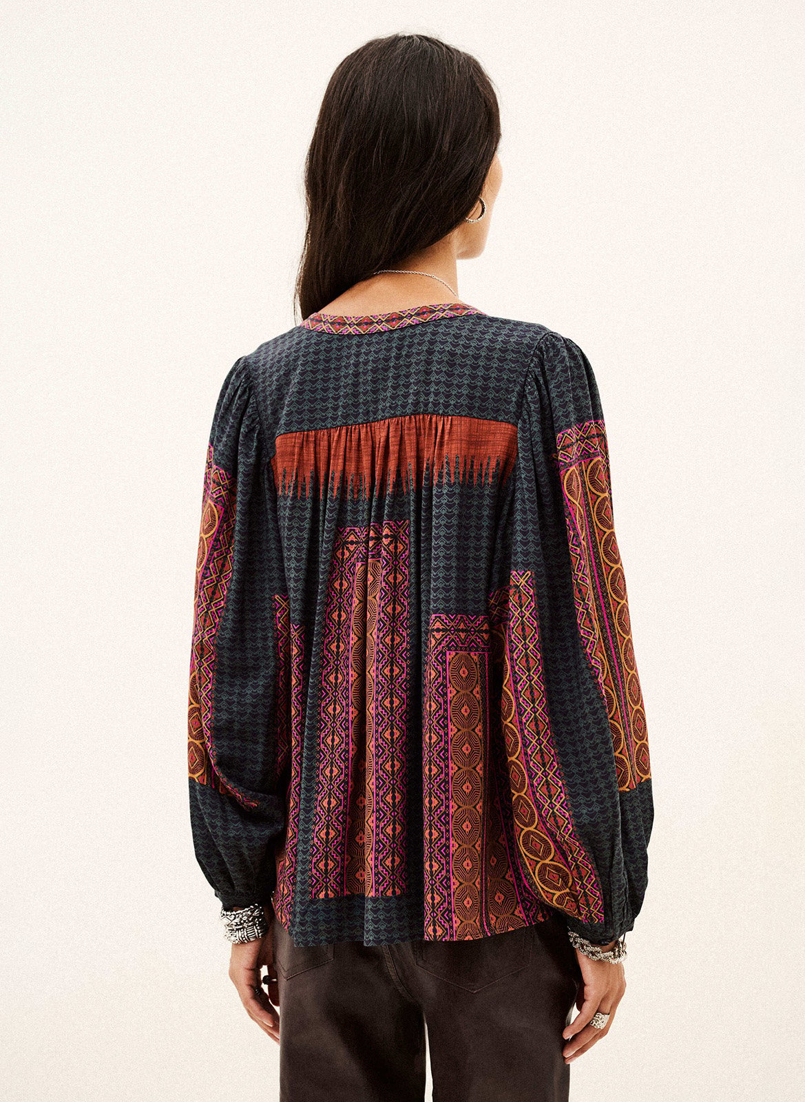 Blouse ample imprimée col rond olivio BA&SH Rouge