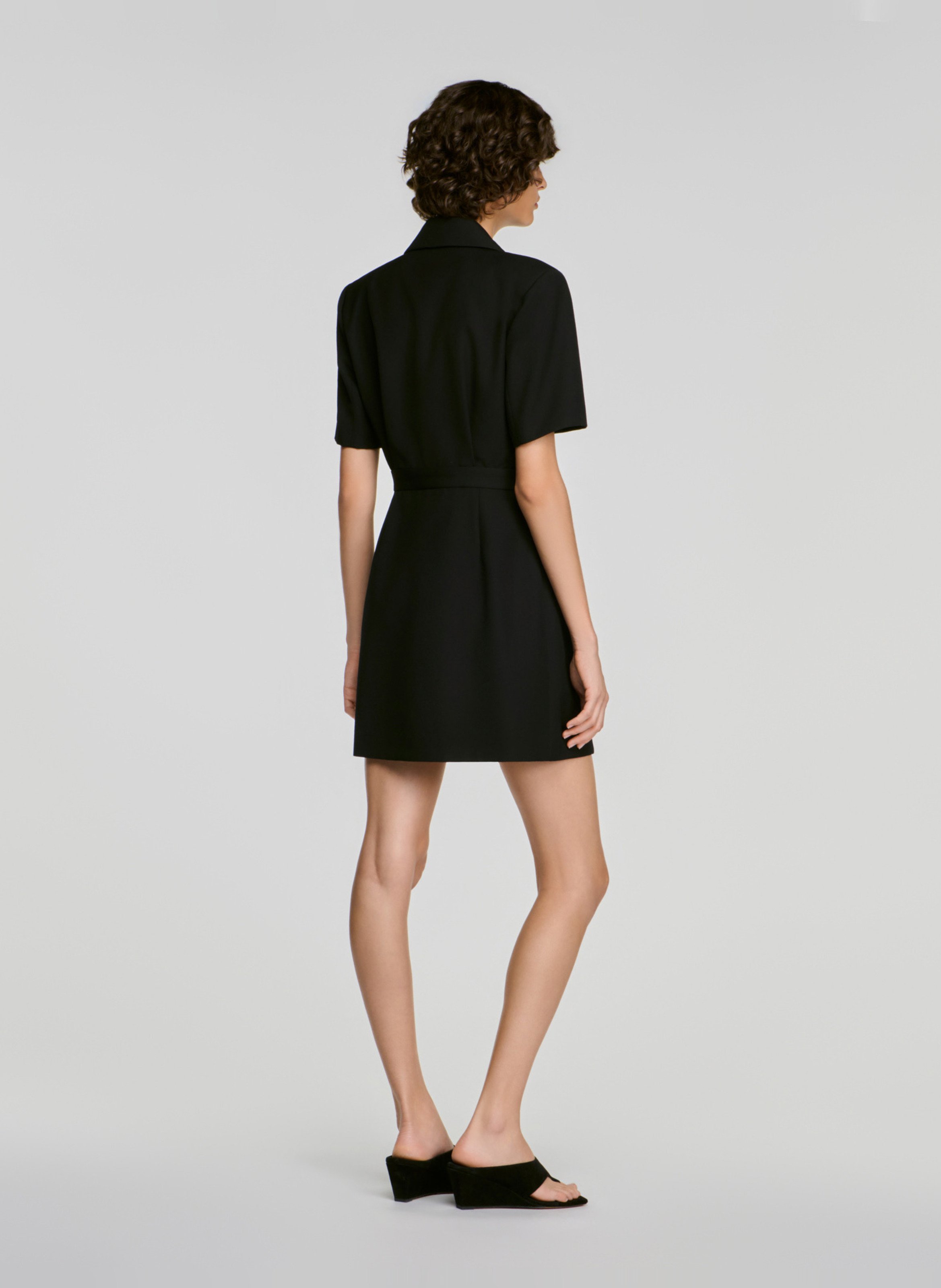 Robe courte droite plissée SANDRO Noir