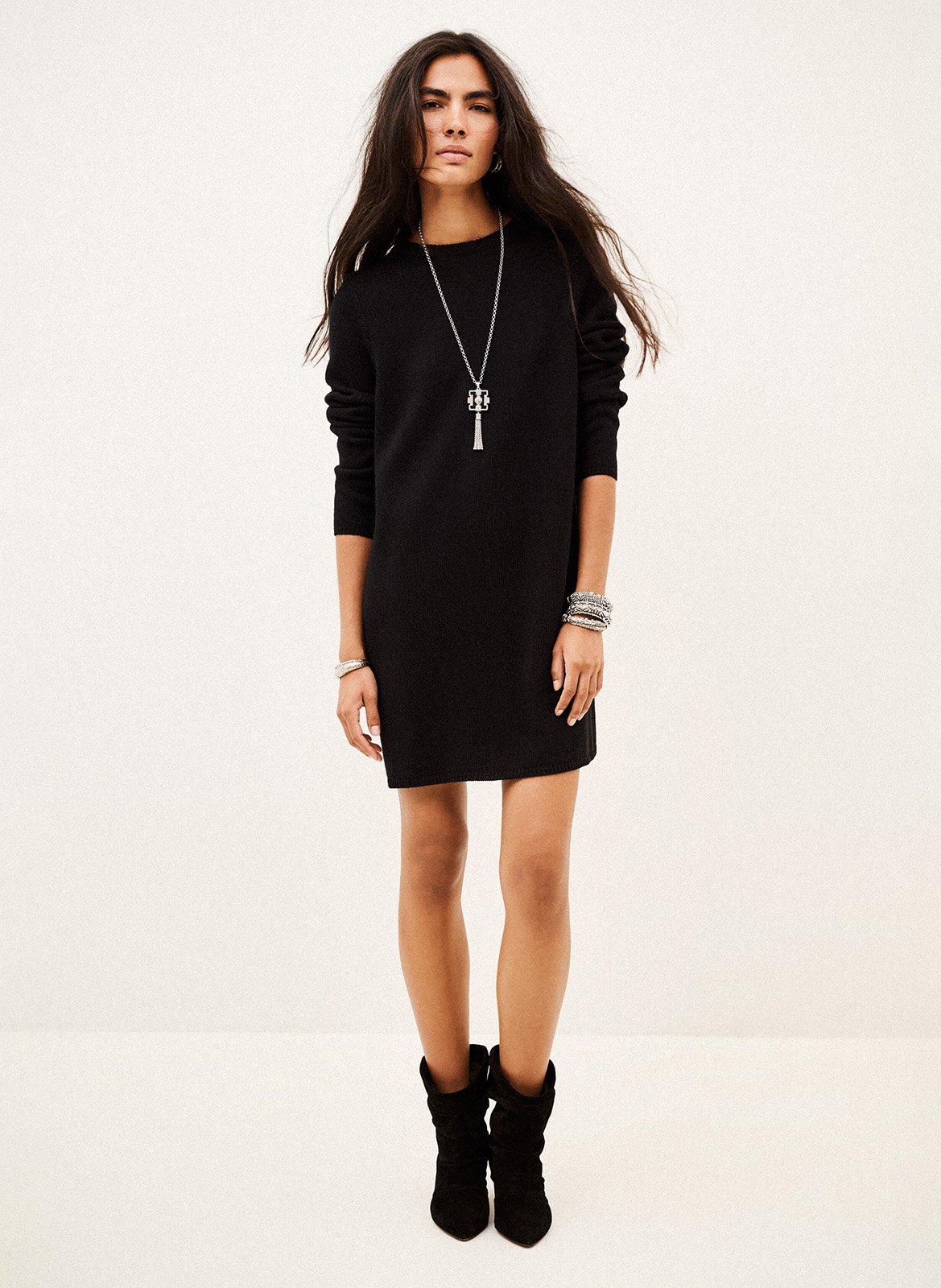 Robe droite en laine mélangée atess BA&SH Noir