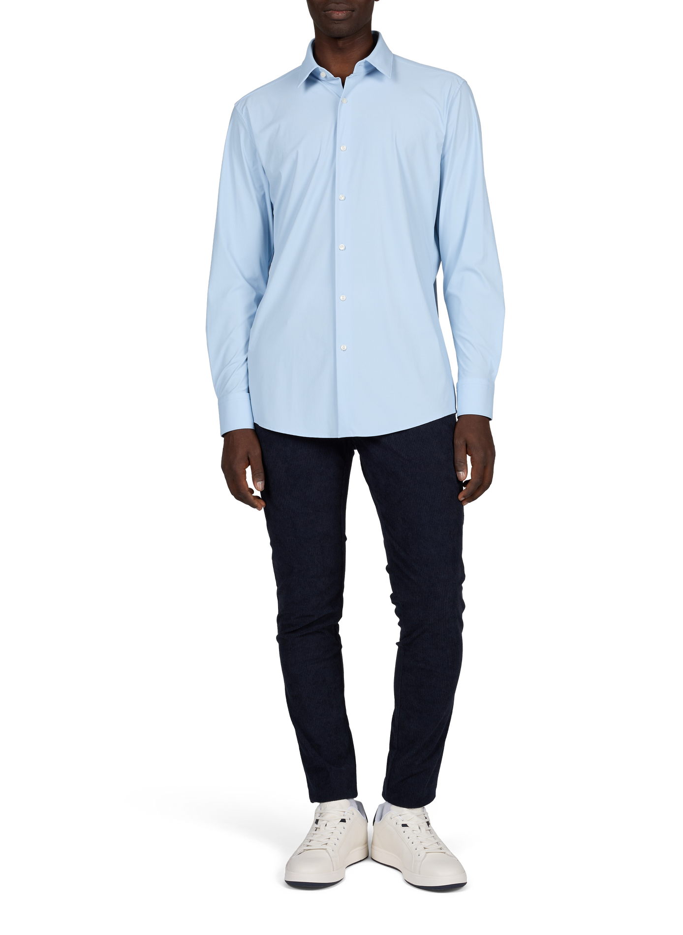 Camisa recta lisa elástica BOSS Azul