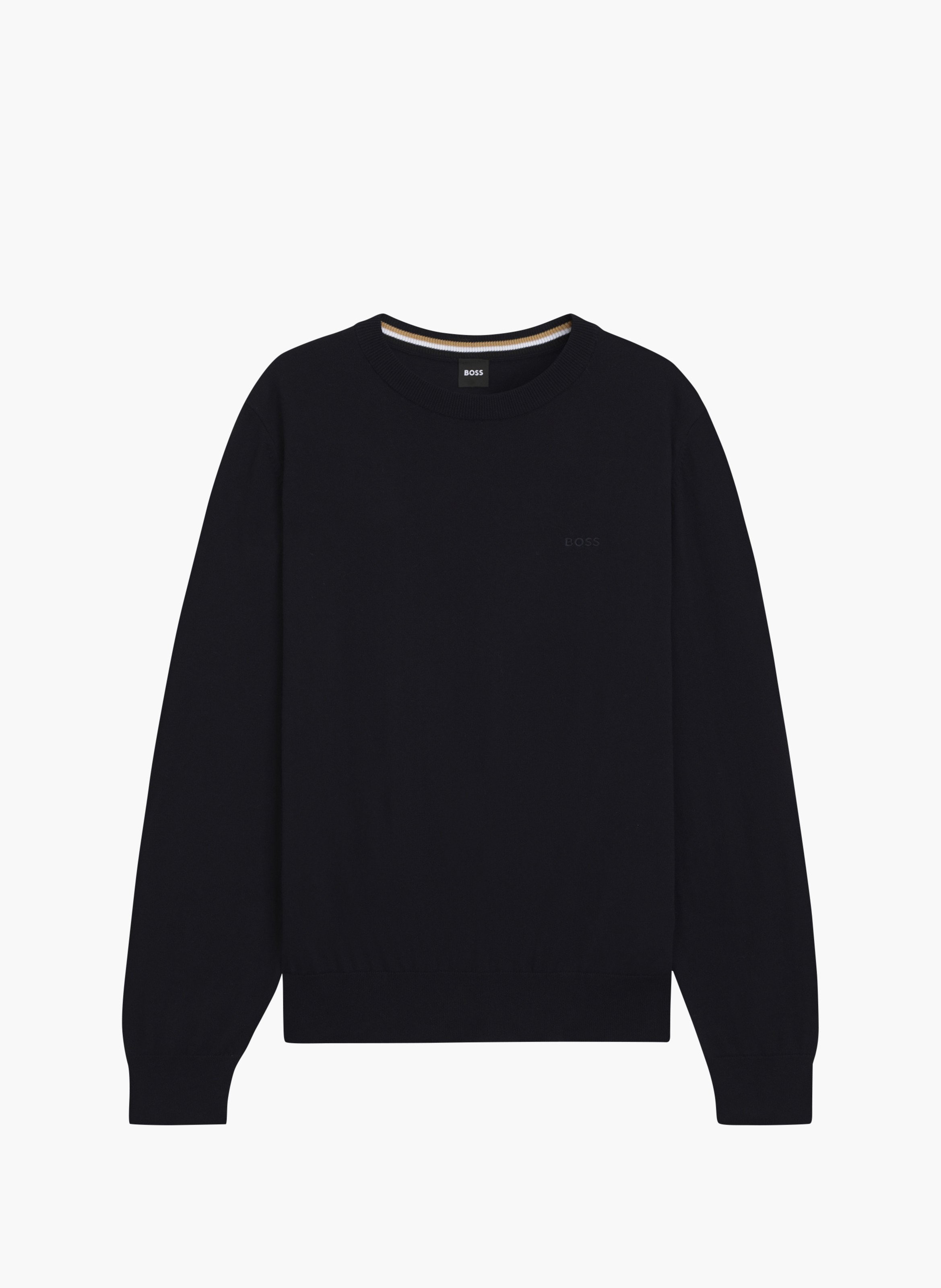 Pull col rond en coton BOSS Noir