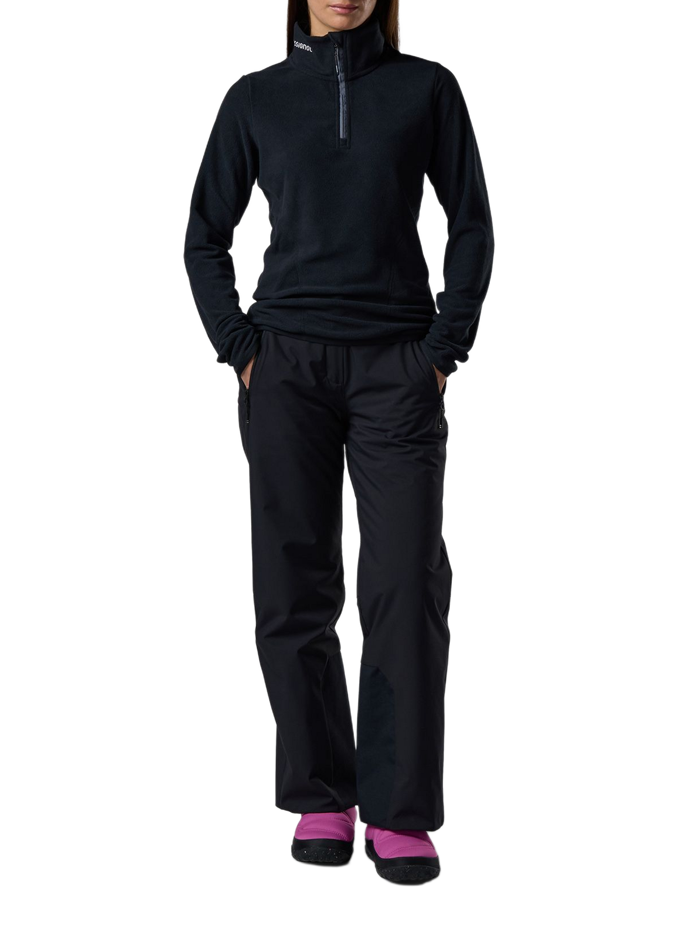W Quarte fleece pullover with a zip-up stand collar ROSSIGNOL Black