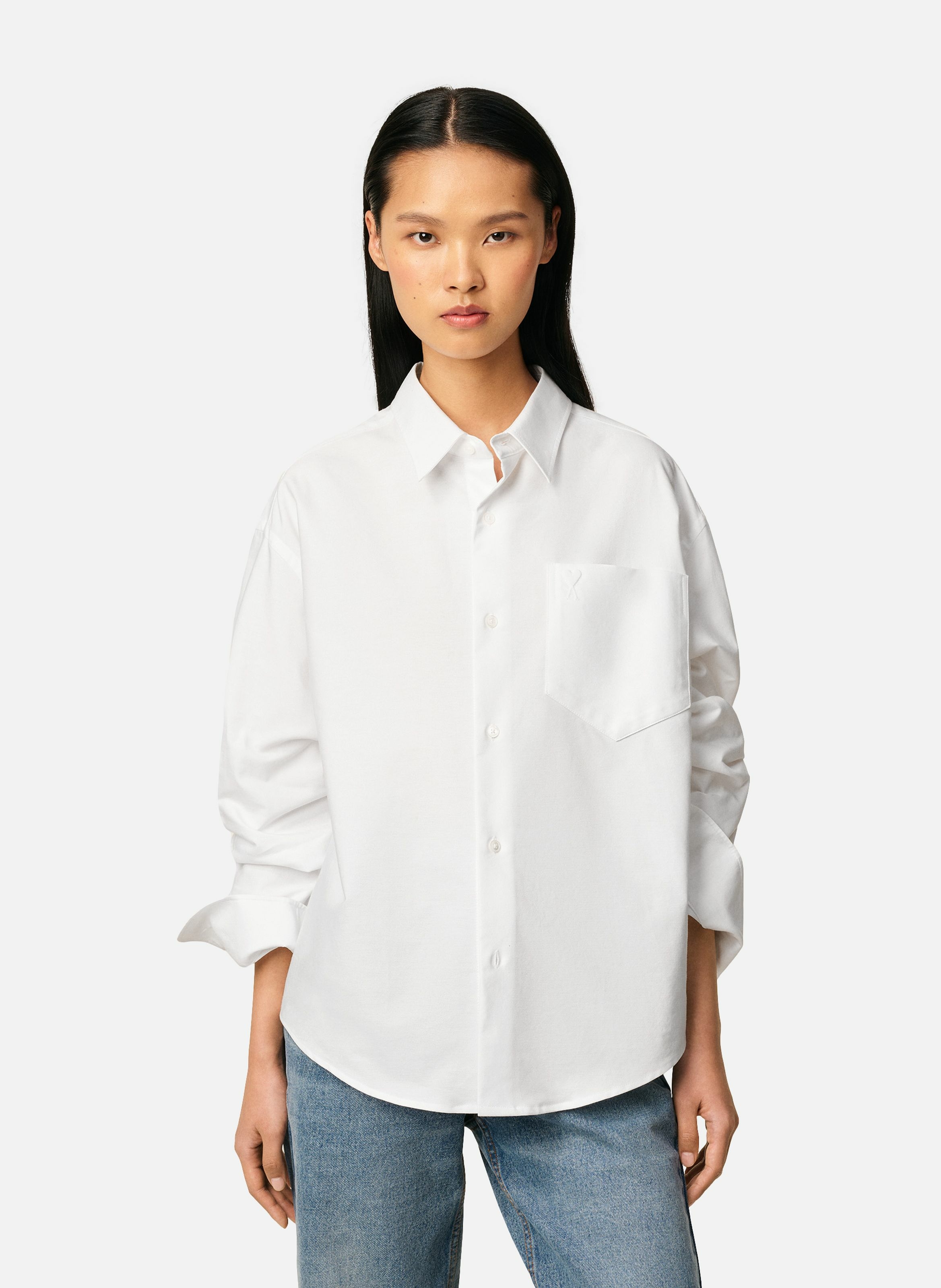 Chemise boxy ami de coeur en coton unisexe AMI PARIS Blanc