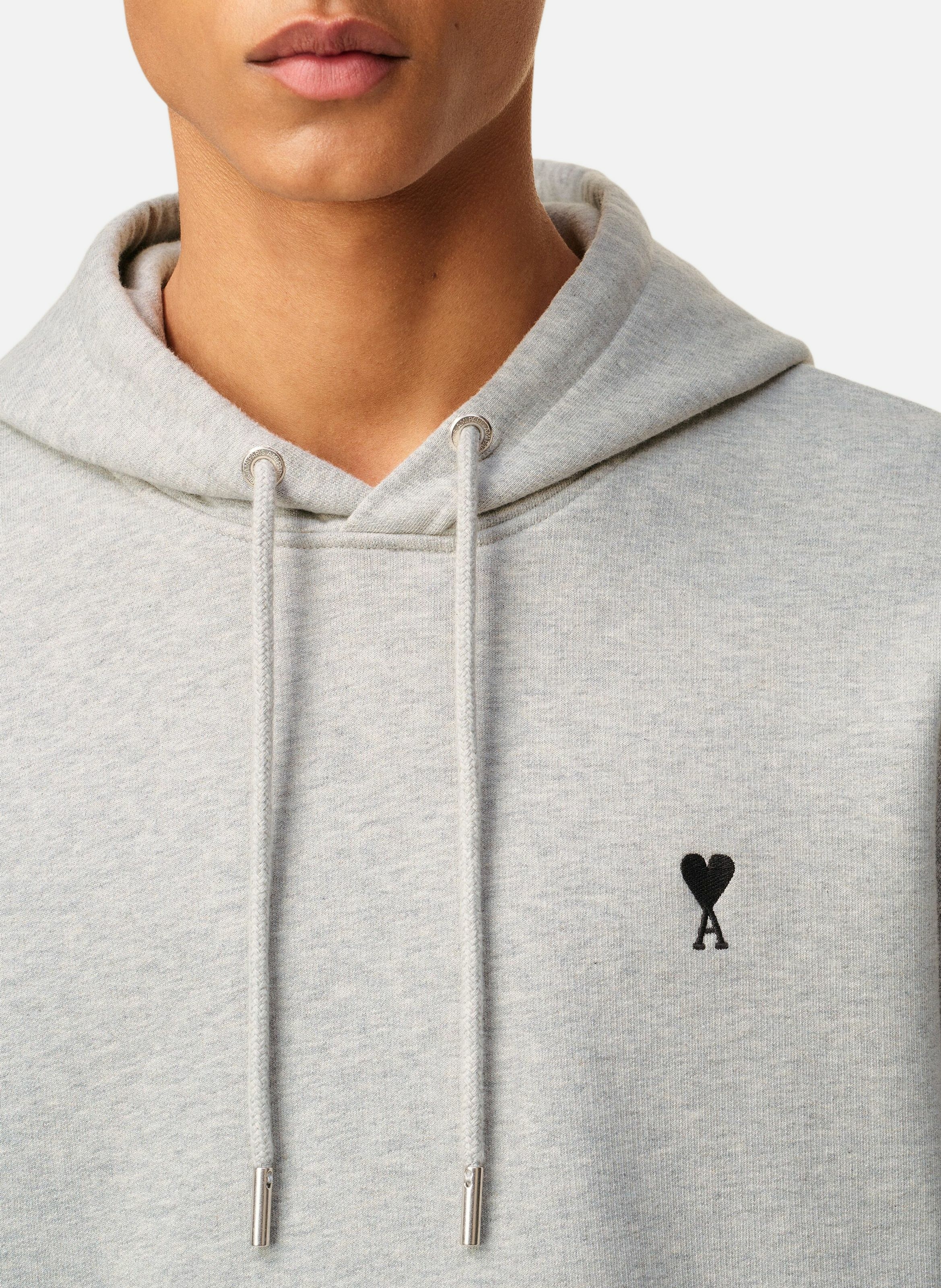 Hoodie ami de coeur en coton AMI PARIS Gris
