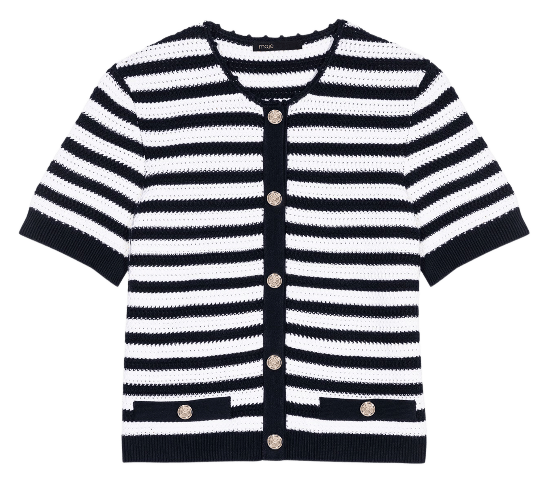 Cardigan boutonné à rayures MAJE Blanc