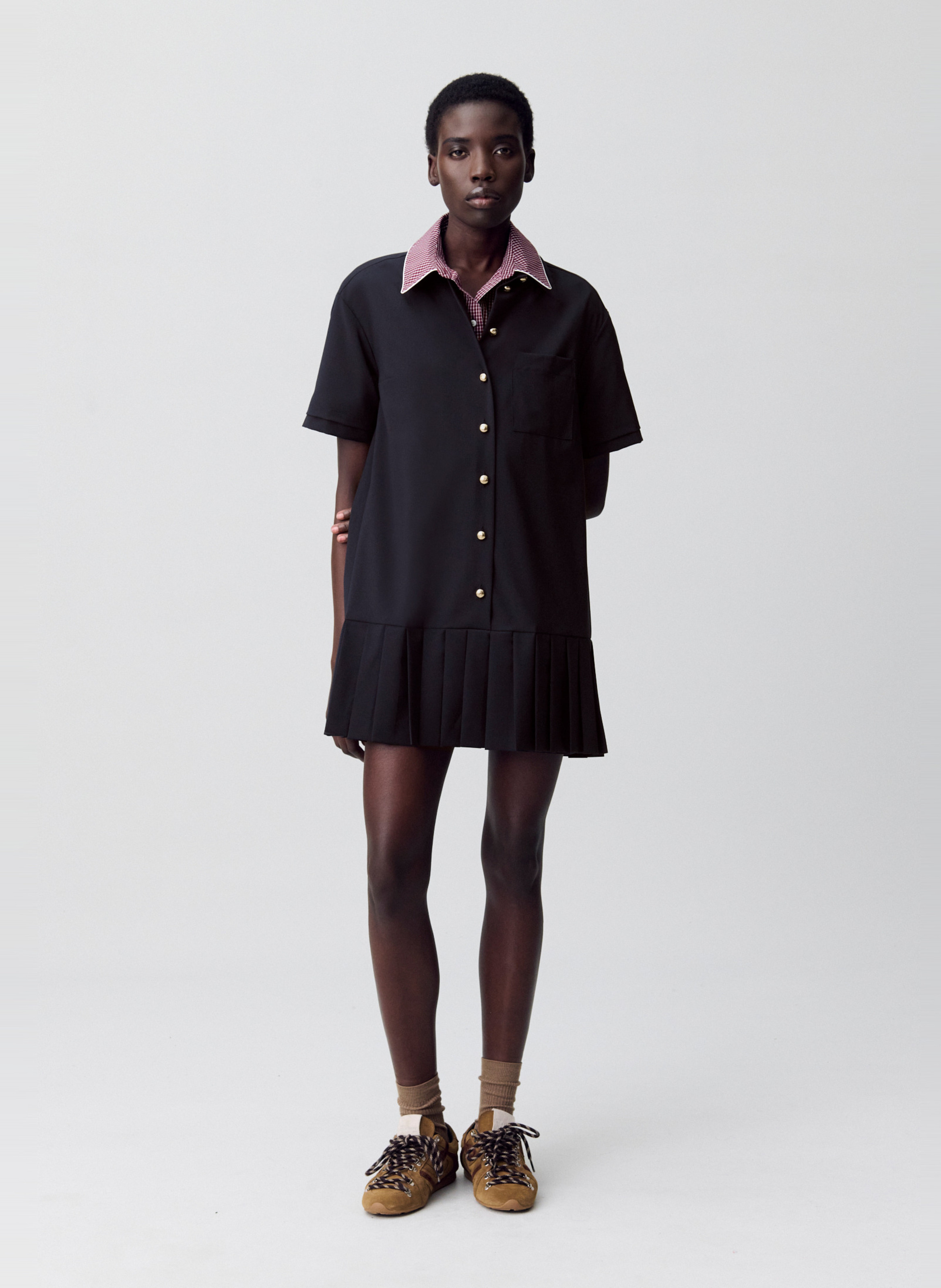 Robe courte col classique en laine mélangée rosaliabis CLAUDIE PIERLOT Bleu