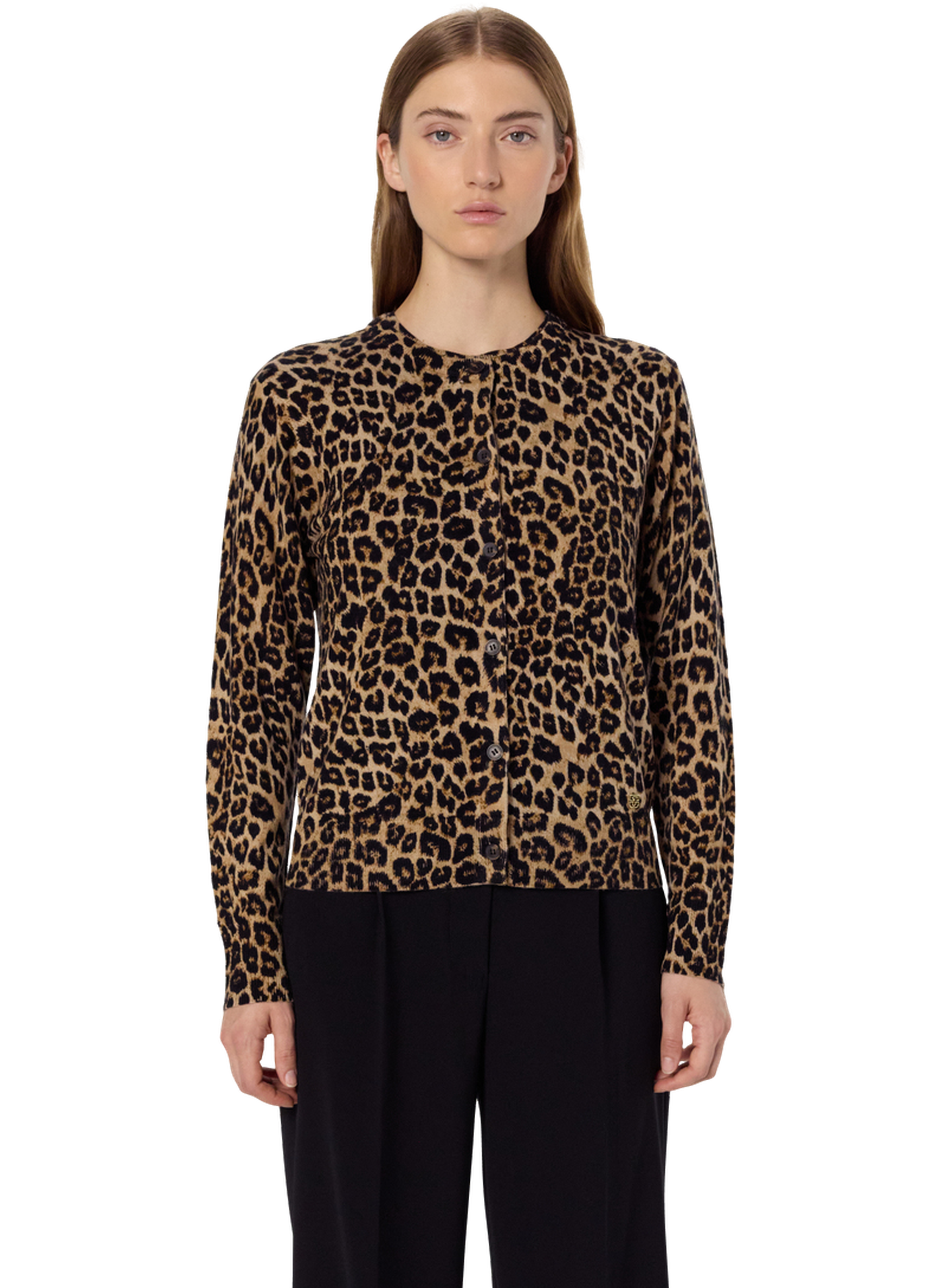 Gilet léopard en laine fine - elodie GERARD DAREL Marron