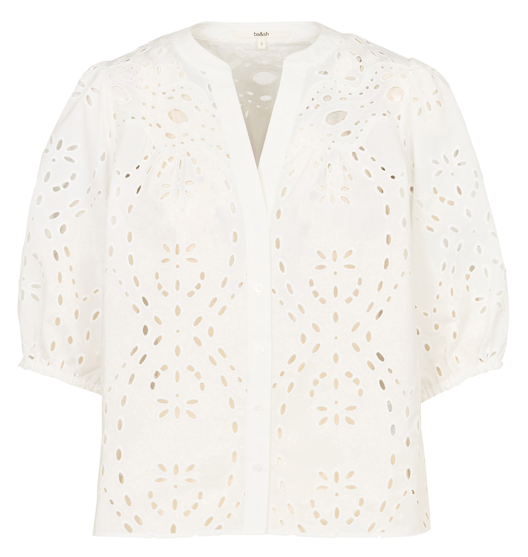 Chemise droite en coton brodé beatrice BA&SH Beige