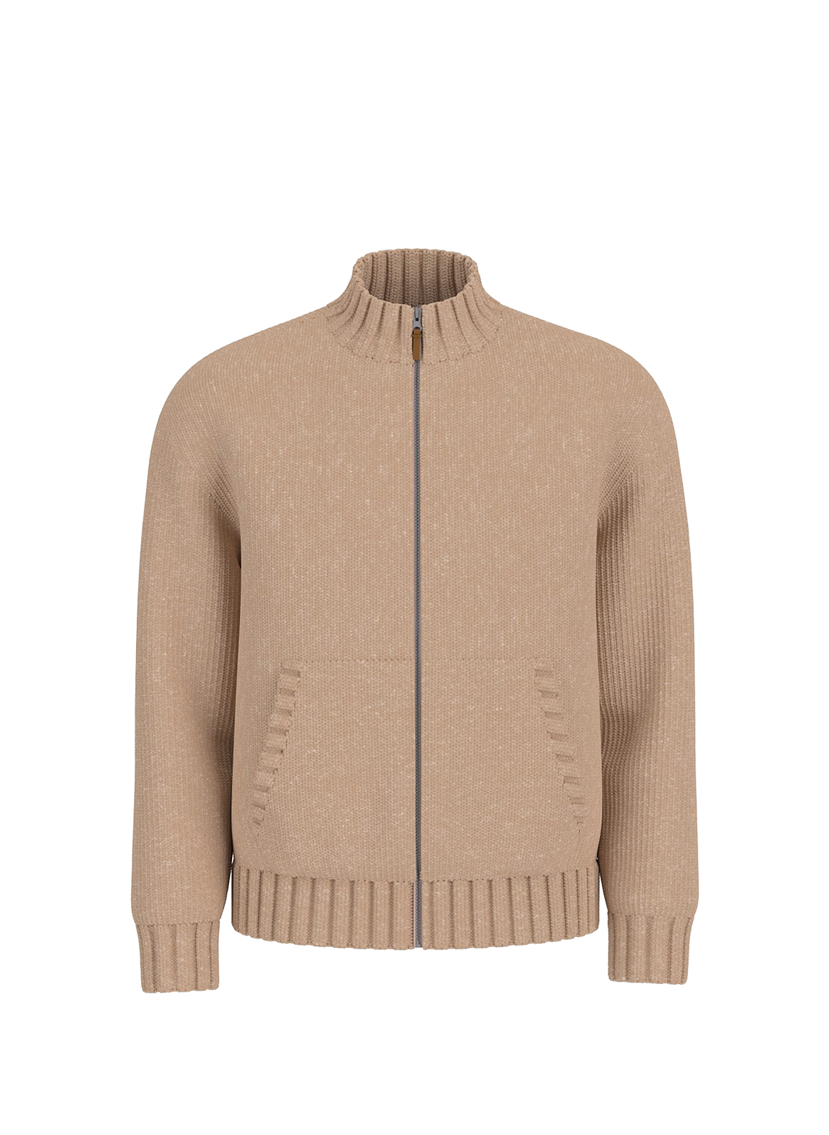 GUESS Pull zippé à col montant Beige