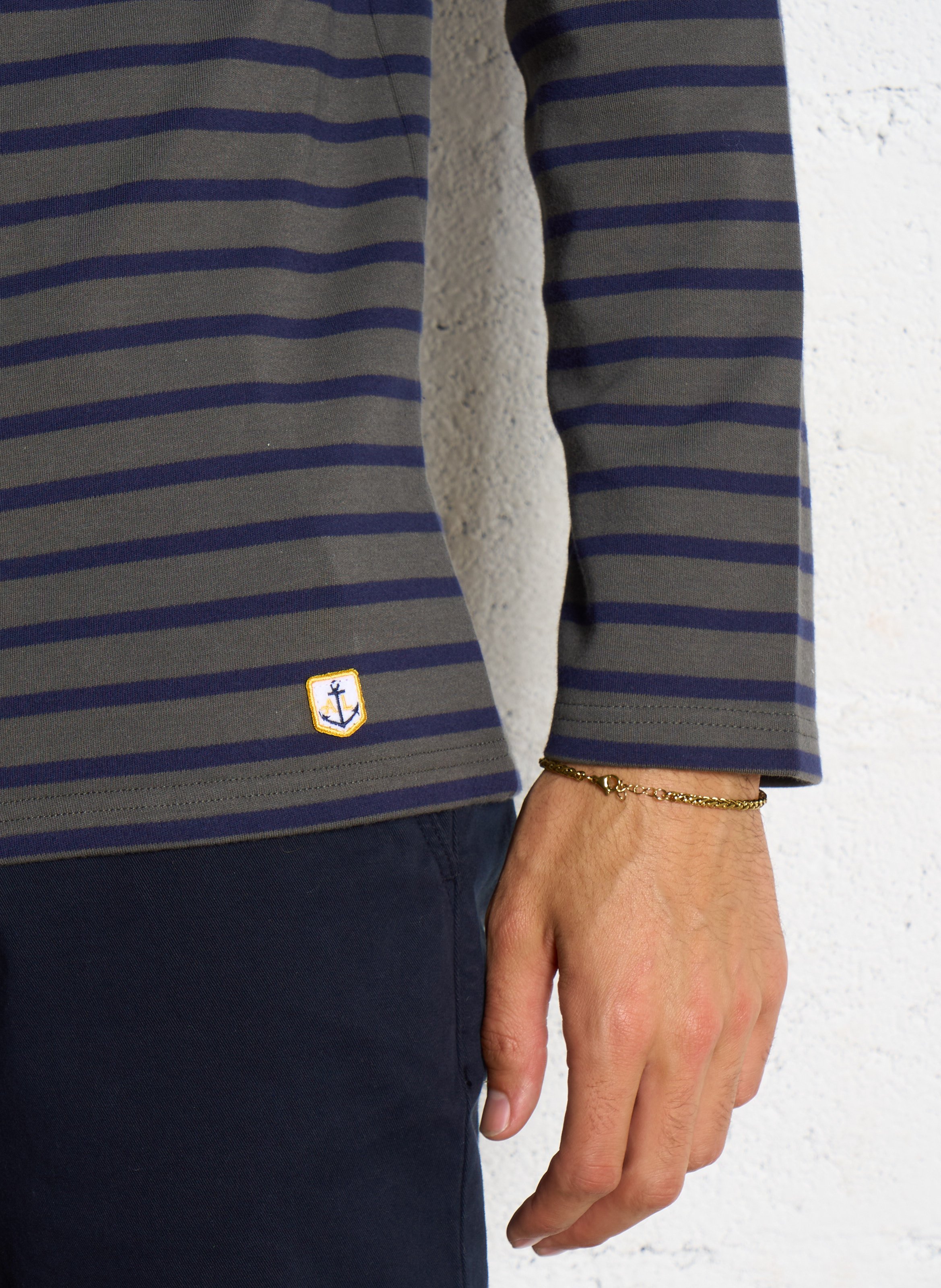 T-shirt col rond à rayures en coton houat ARMOR-LUX Bleu