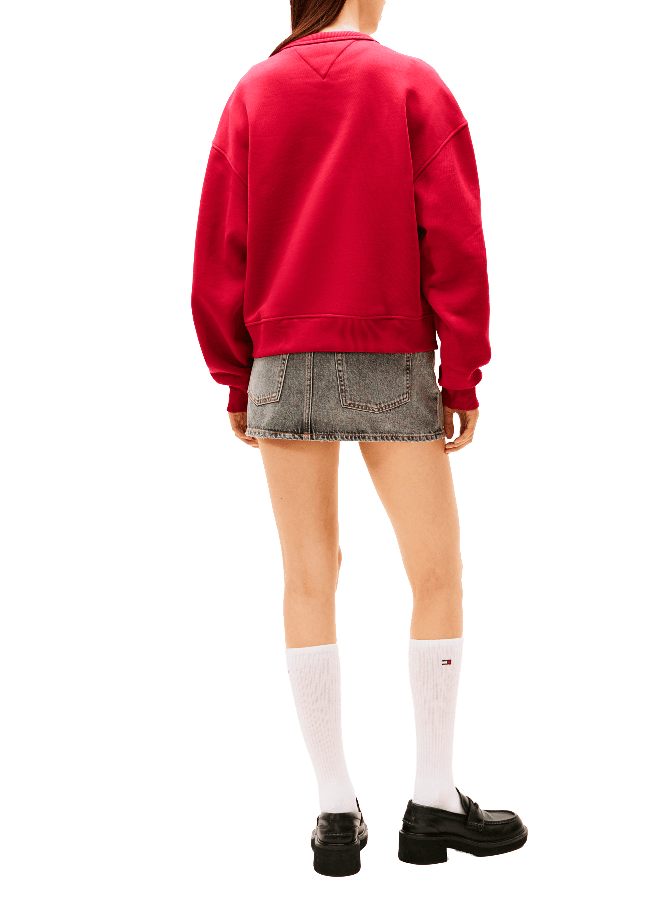 Pull col rond en coton TOMMY HILFIGER Rouge