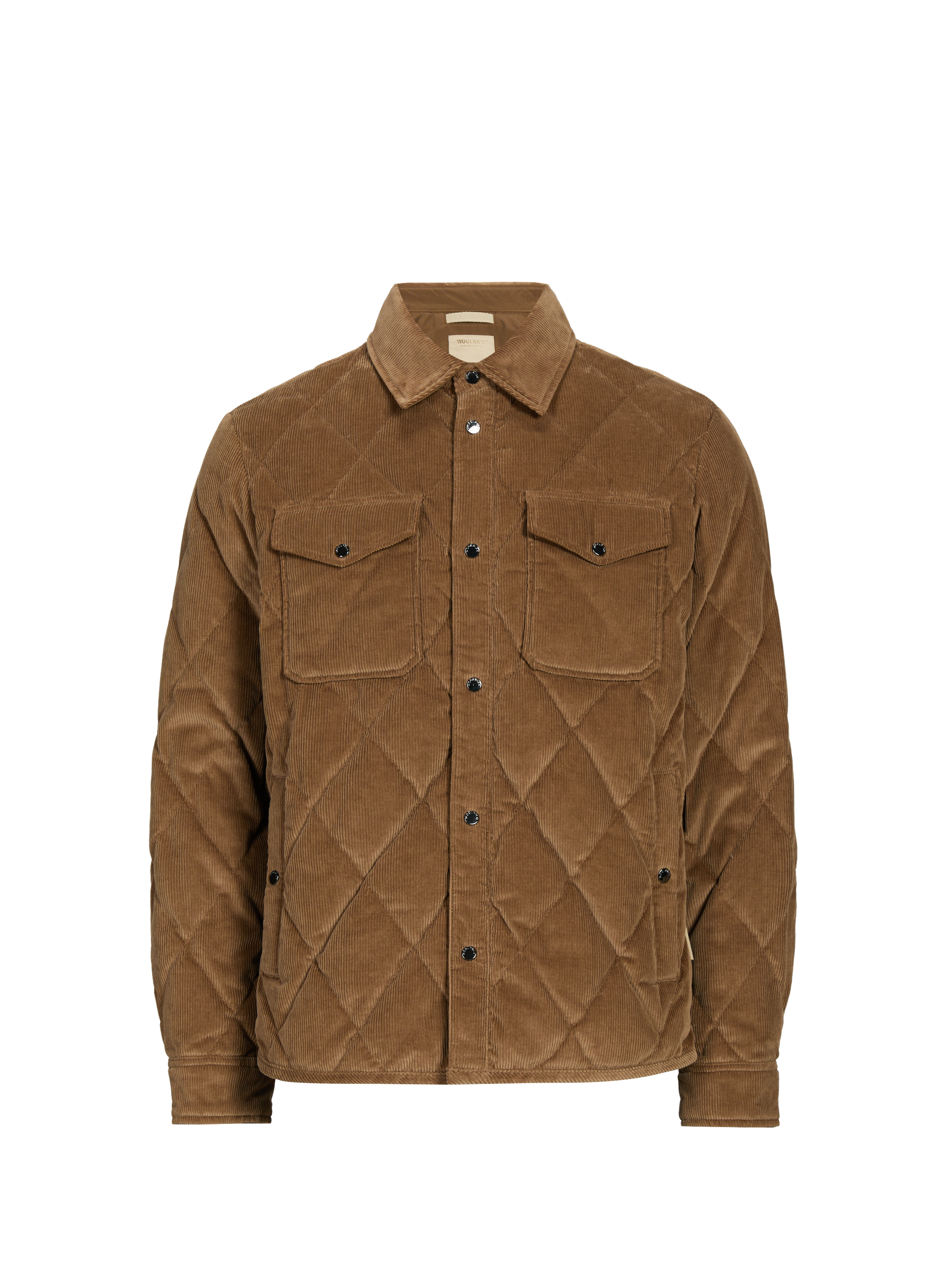 Classic collar cotton overshirt WOOLRICH Brown