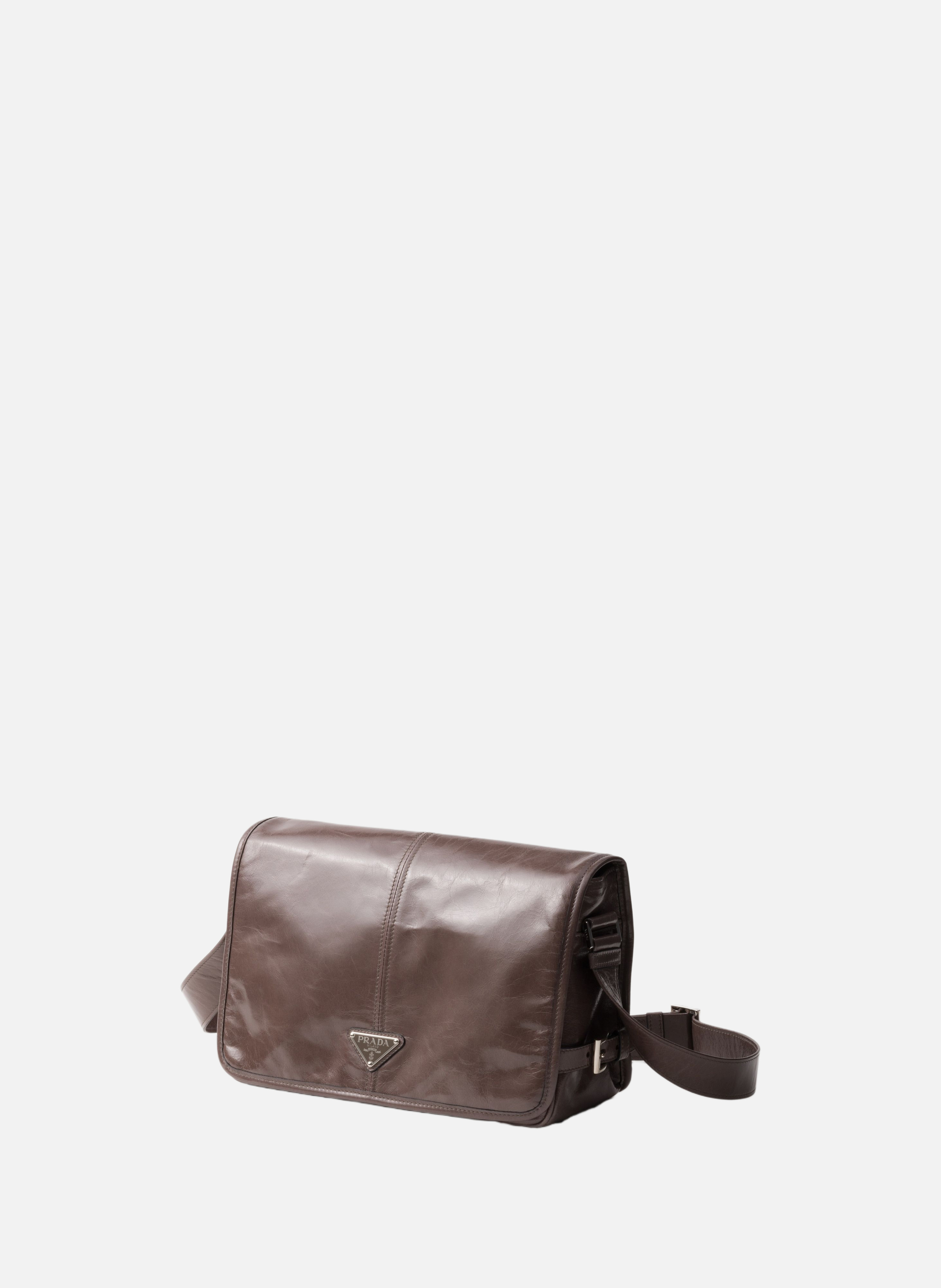 Sac à bandoulière en cuir PRADA Gris