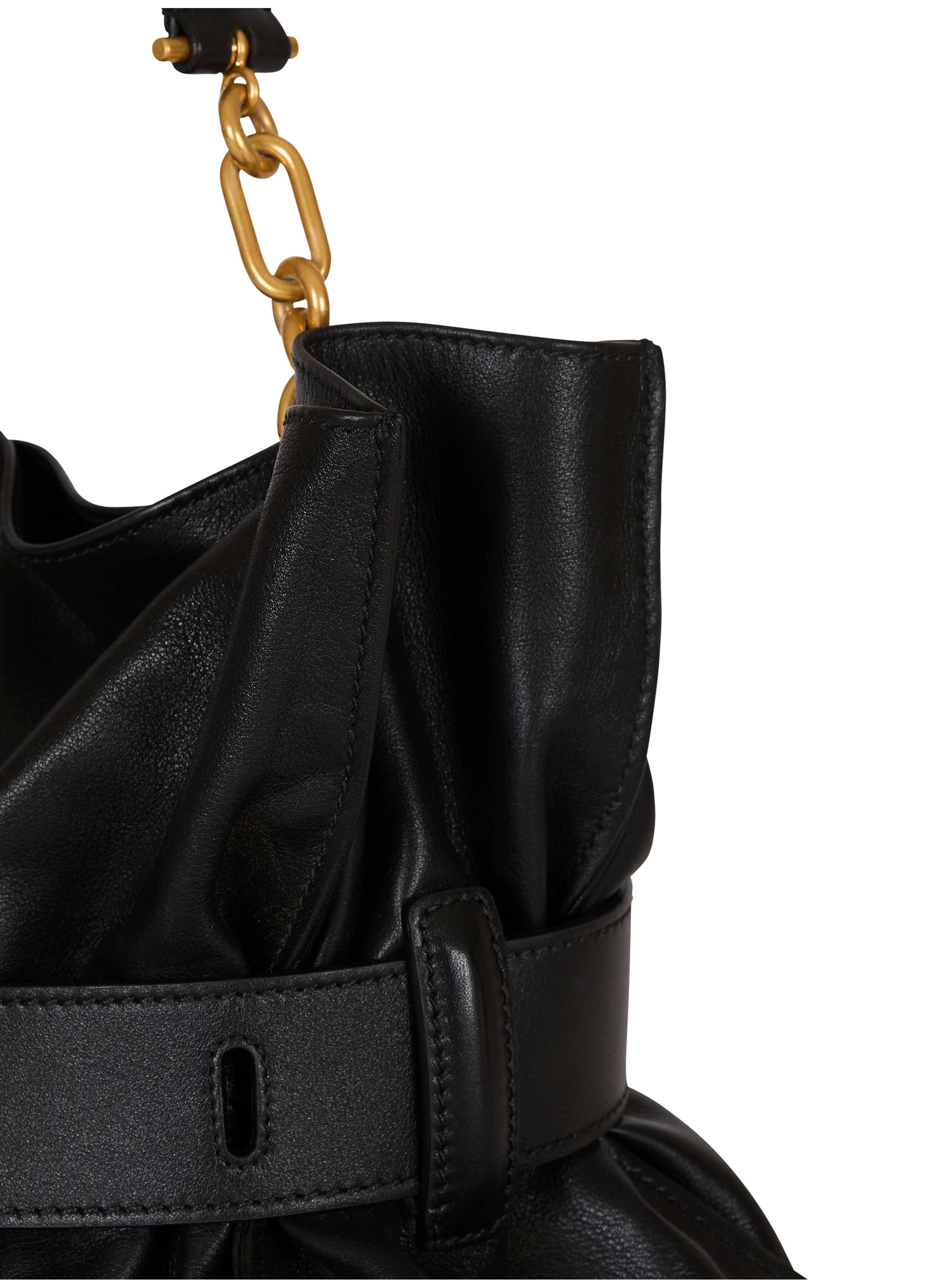 Sac anthem medium en cuir de veau BALMAIN Noir