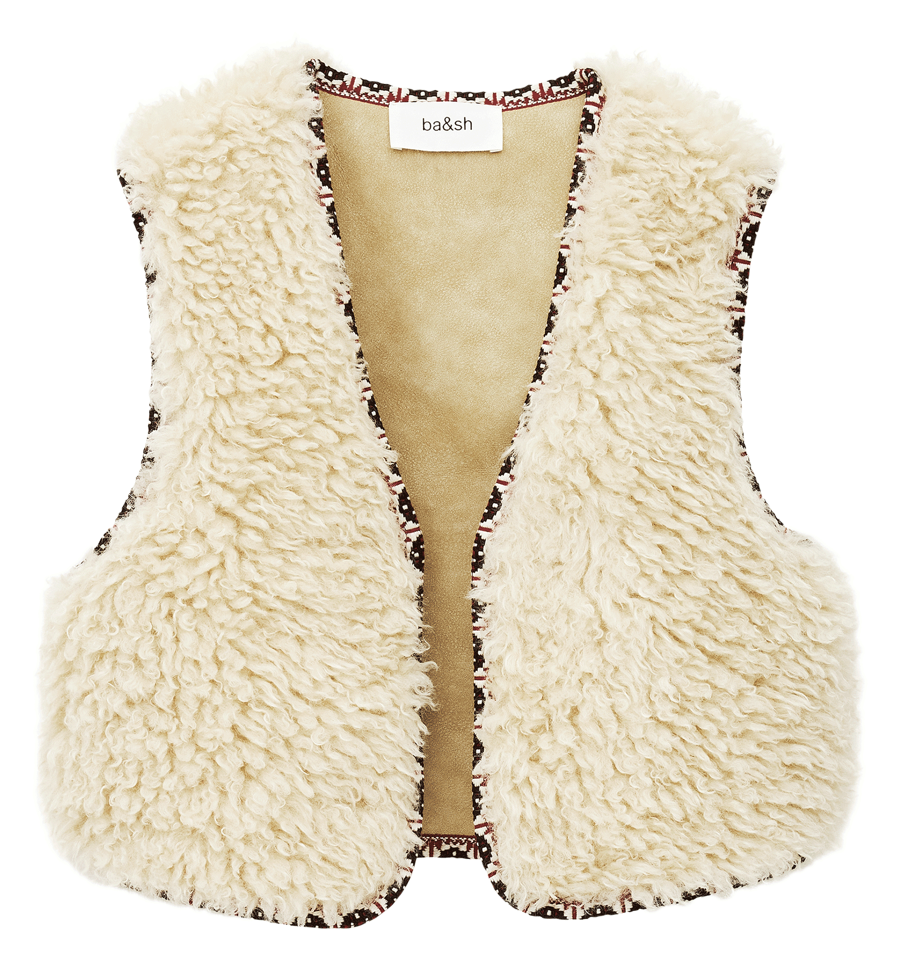 Veste courte en fausse fourrure bouclée celton BA&SH Beige