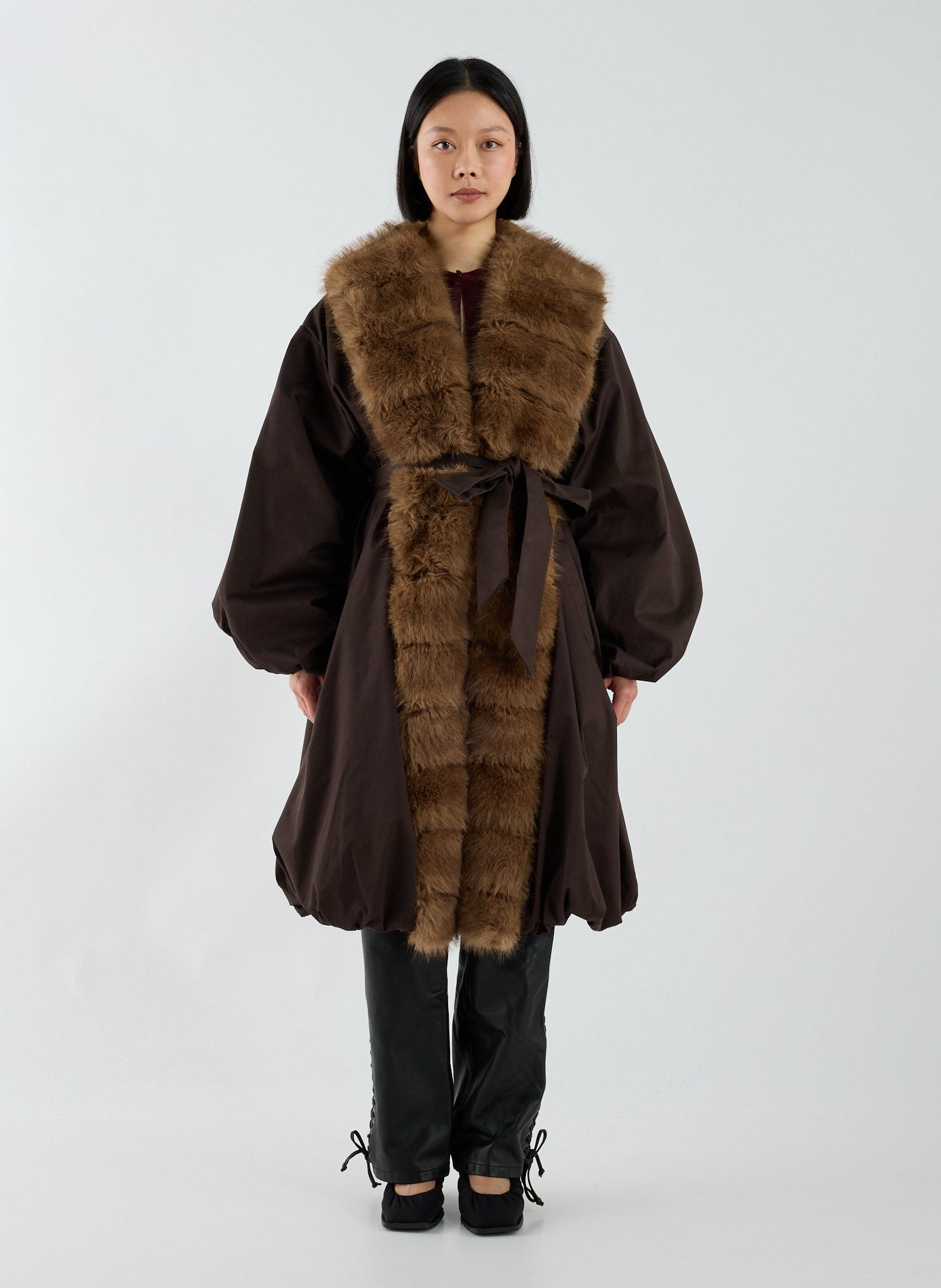 Pantalon en cuir d'agneau ROTATE Noir