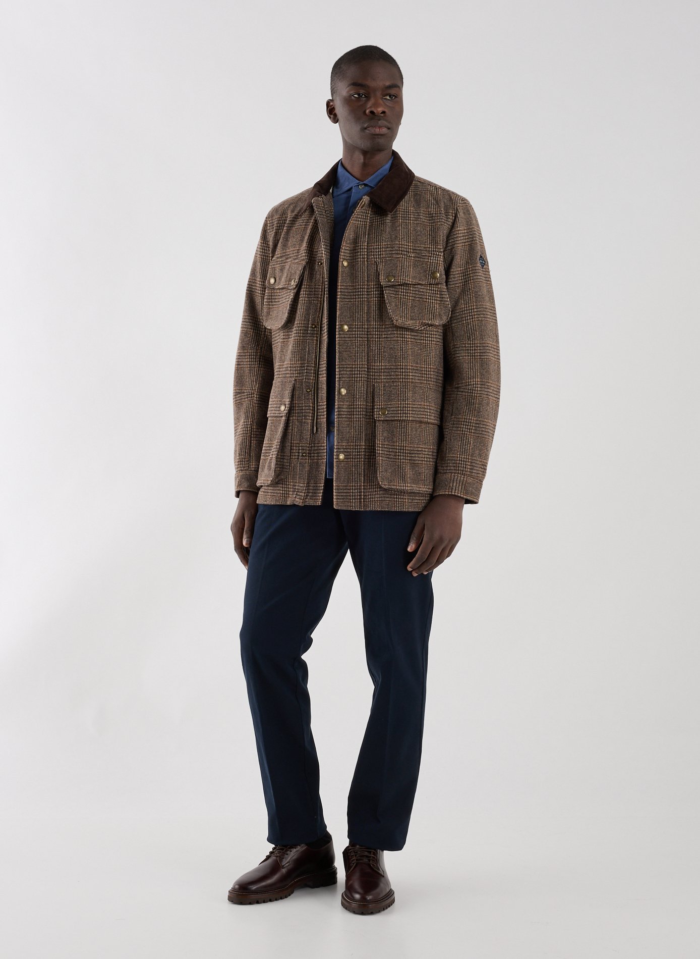 Pantalon droit en coton mélangé HACKETT Bleu