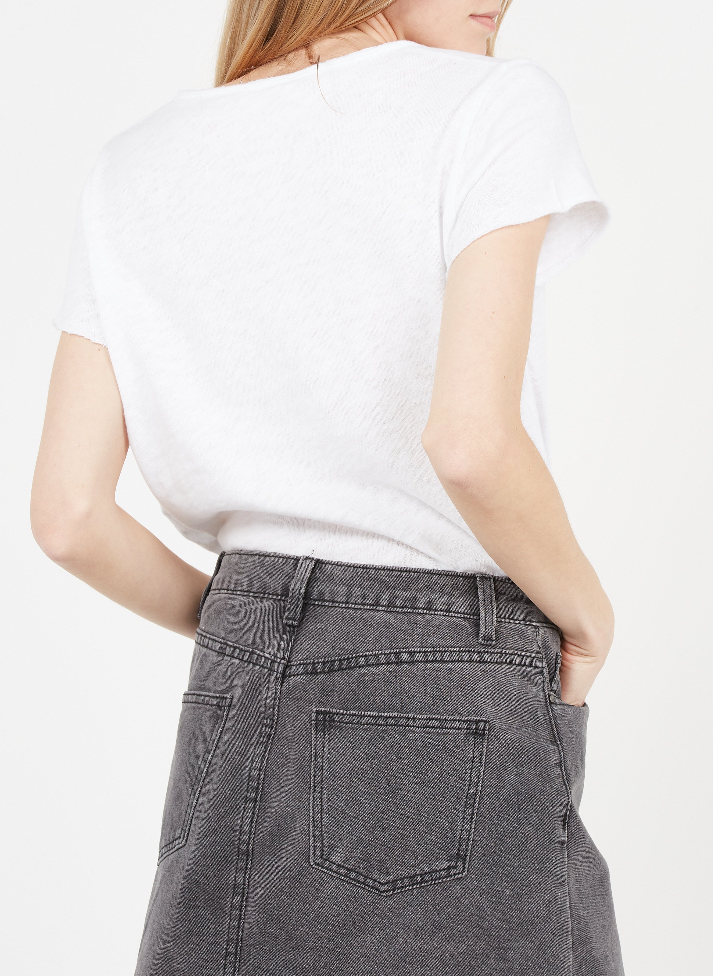 Tee-shirt droit col v en coton sonoma AMERICAN VINTAGE Blanc