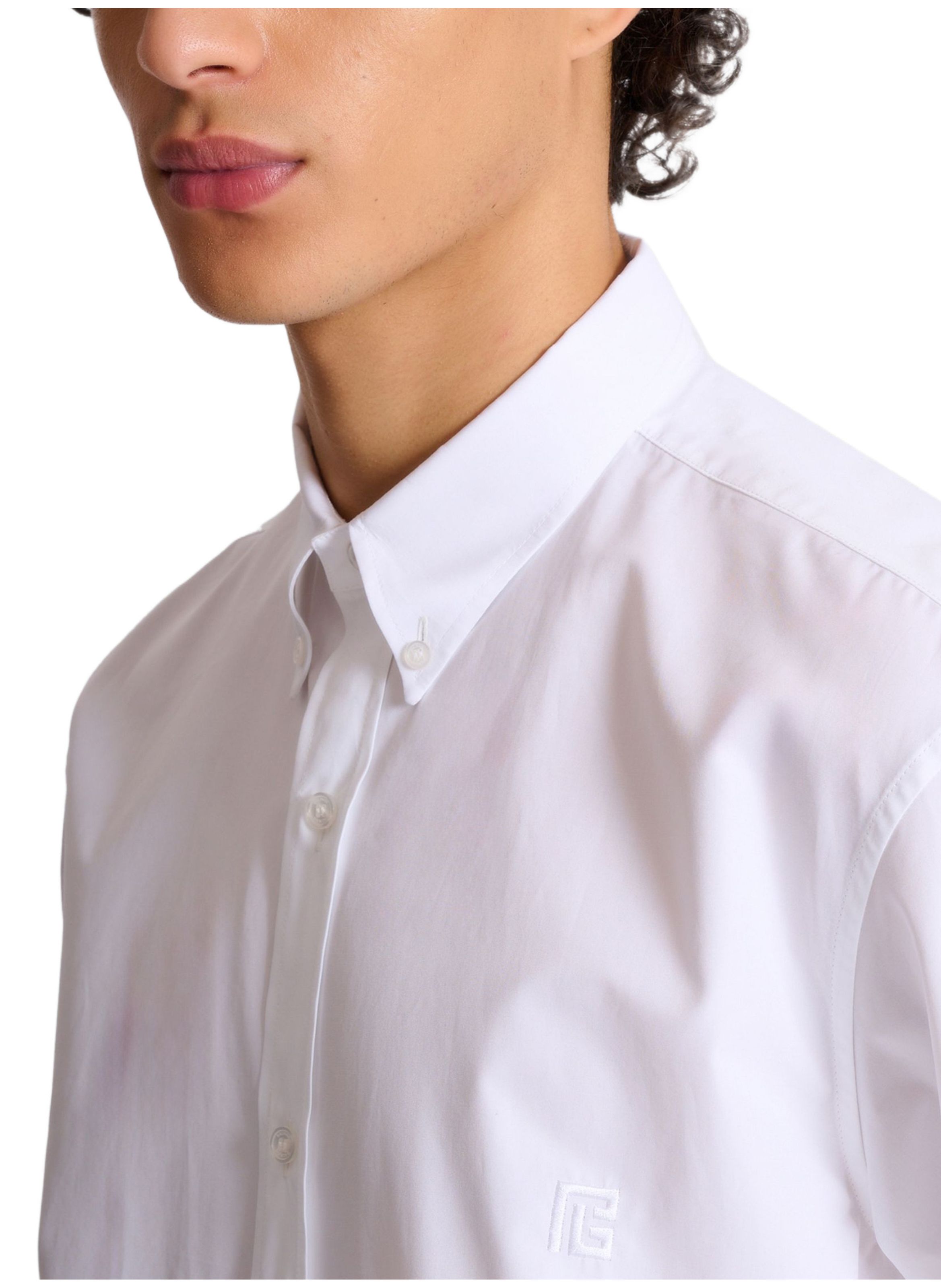 Chemise en popeline de coton BALMAIN Blanc
