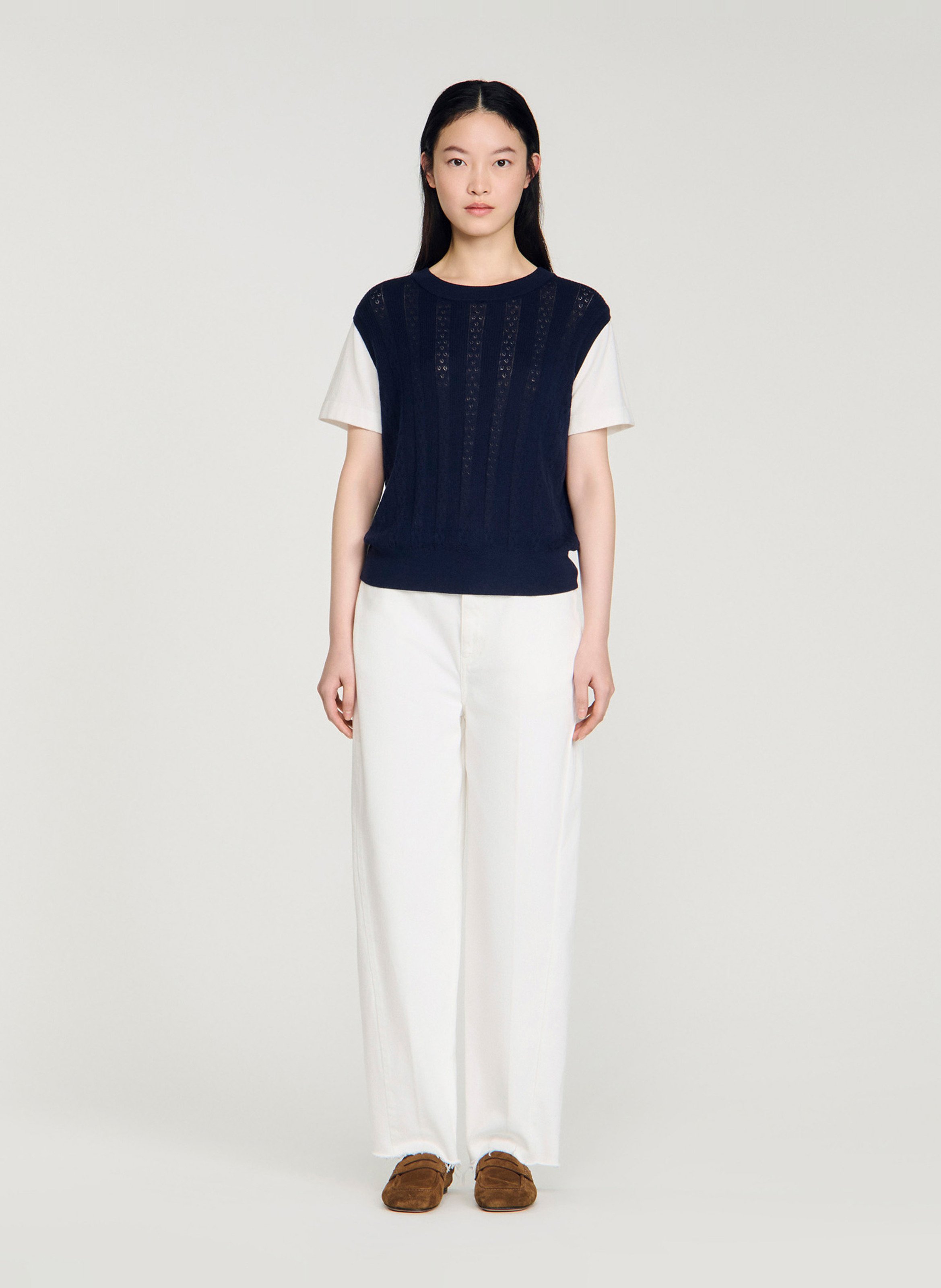 Pull col rond en laine SANDRO Bleu