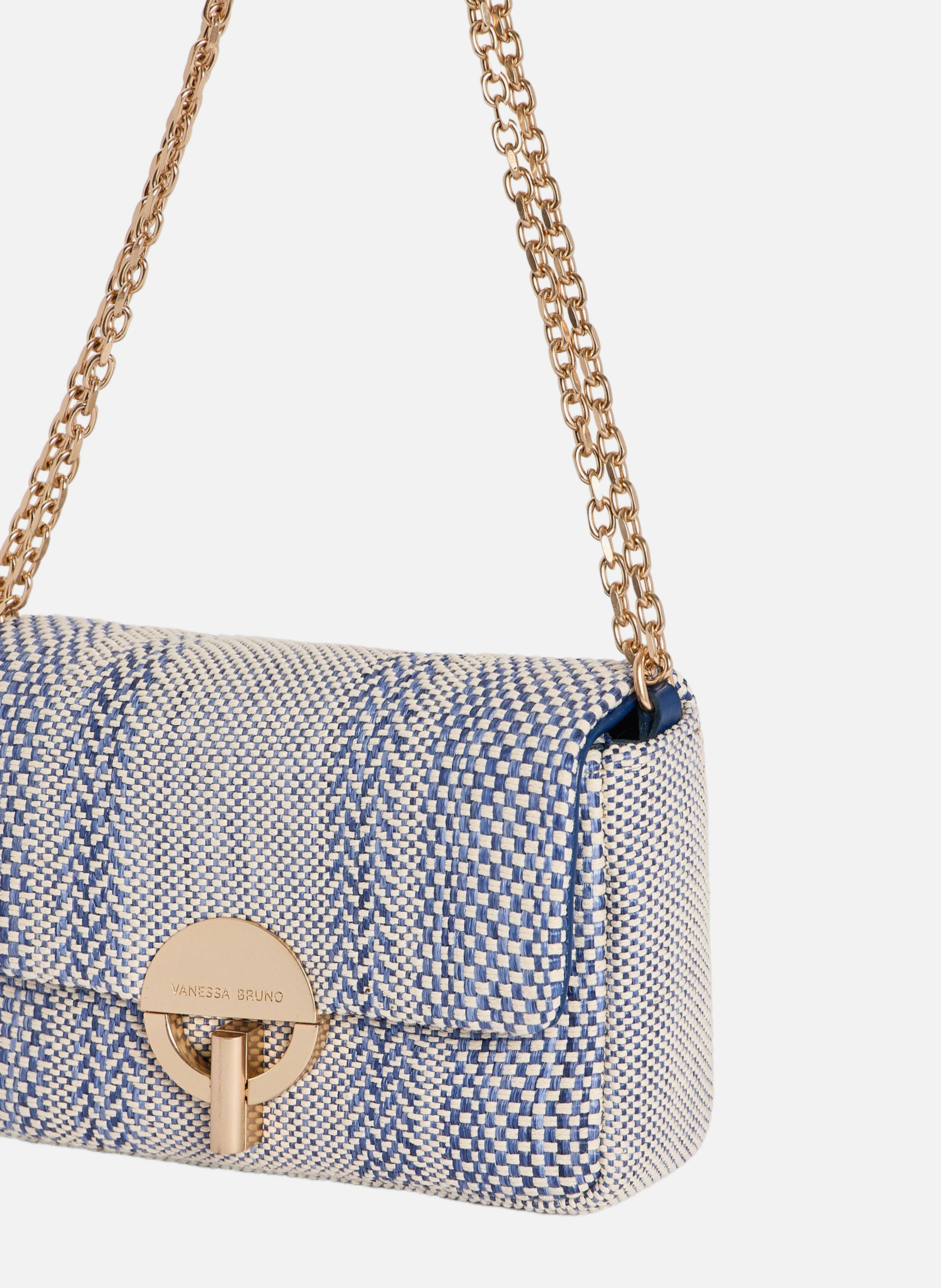 Moyen sac moon en cuir tressé VANESSA BRUNO Bleu