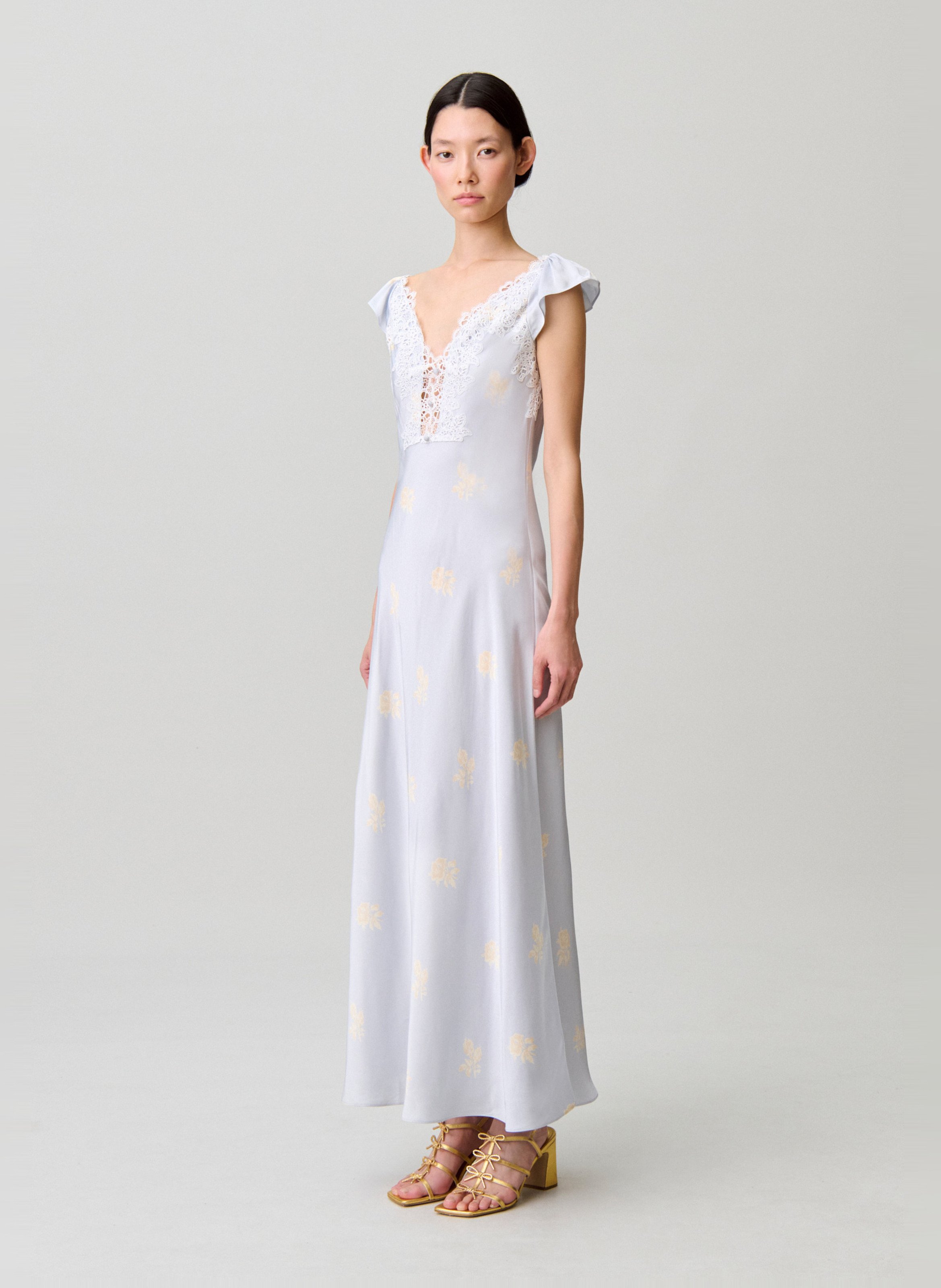 Robe longue en satin imprimé CLAUDIE PIERLOT Multicolore