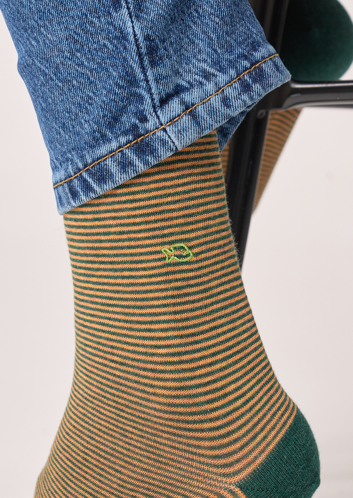 Chaussettes en coton peigné rayées BILLYBELT Orange