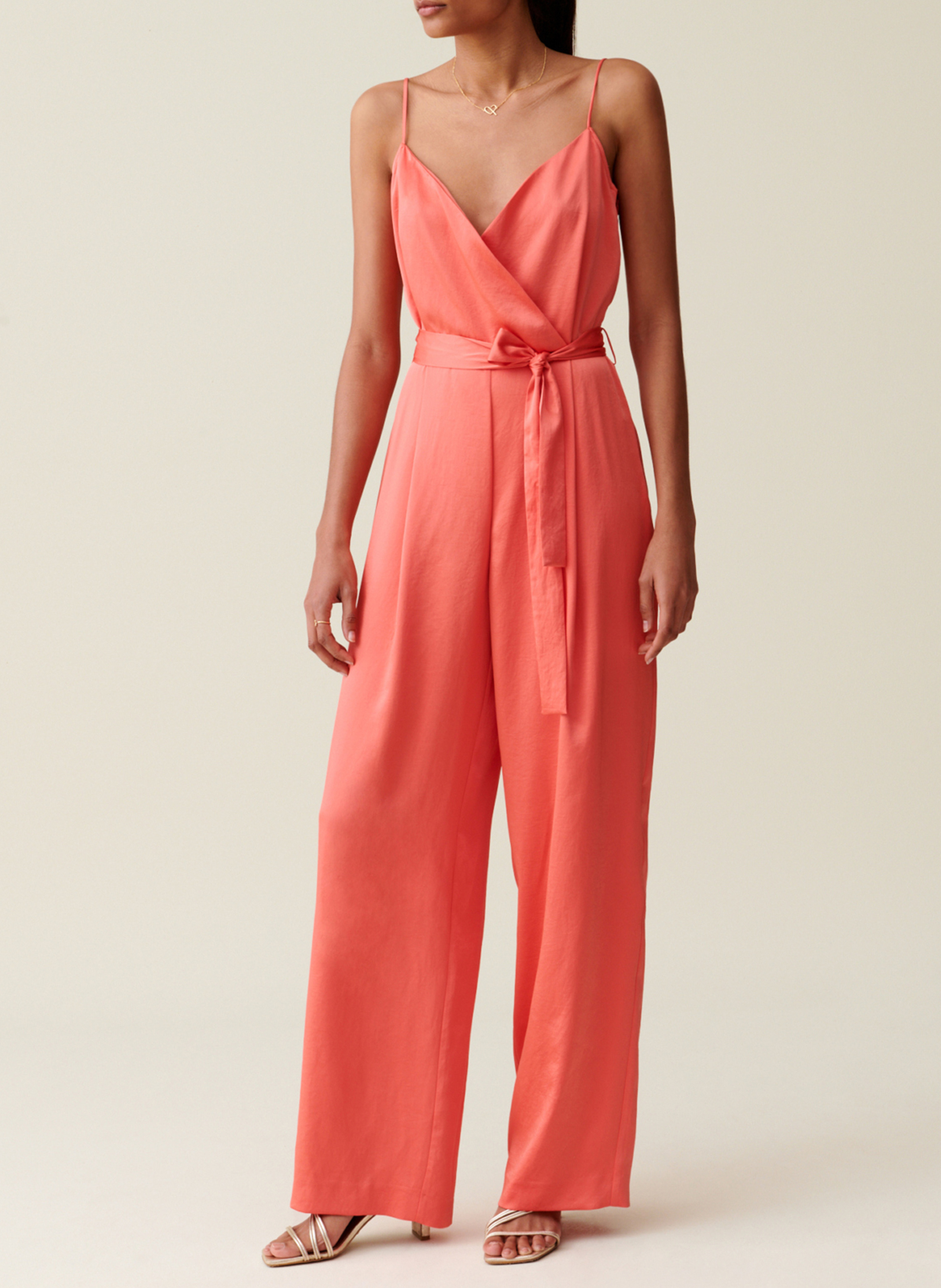 Combinaison droite encolure v satinée CLAUDIE PIERLOT Orange