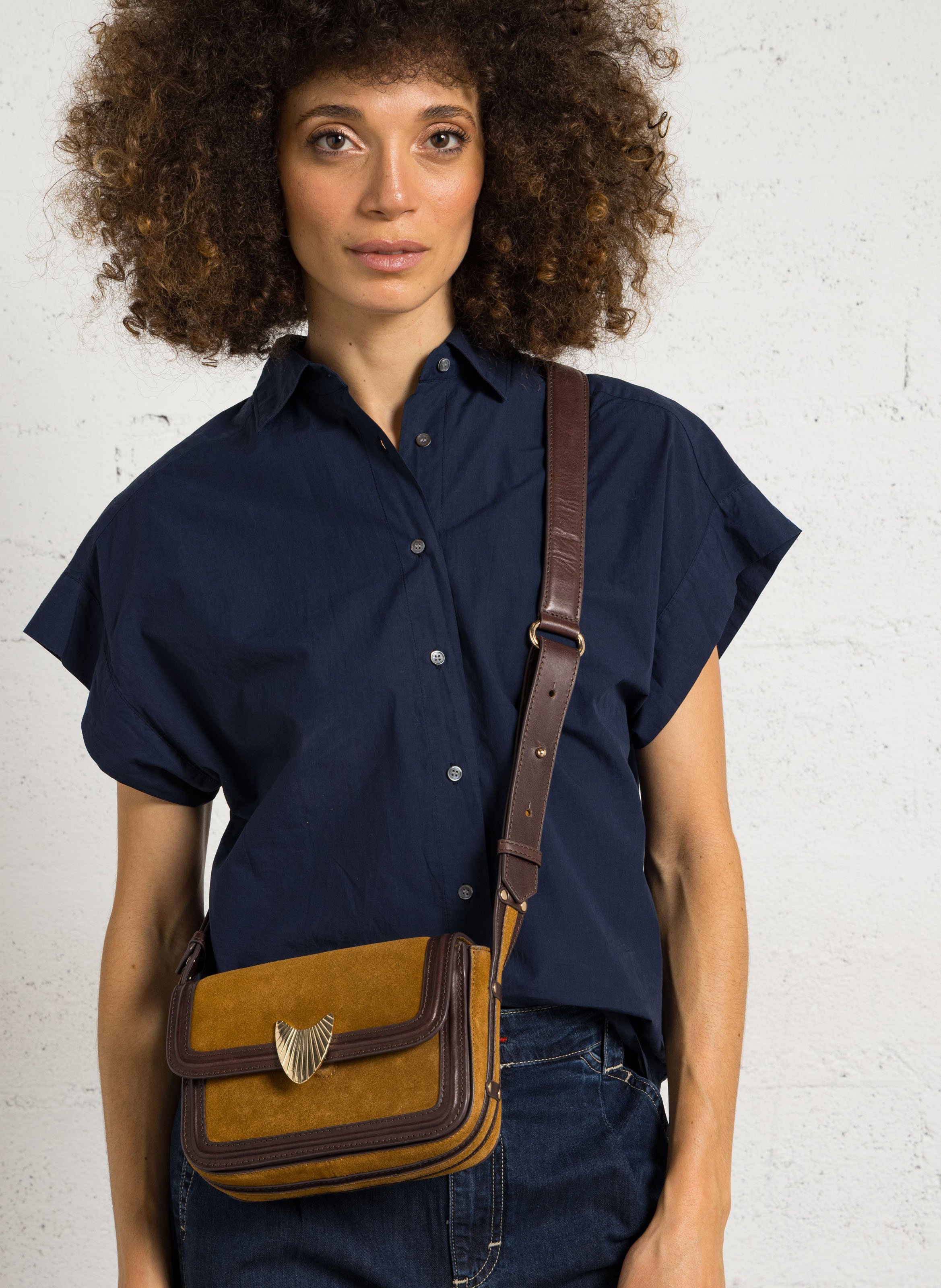 Sac bandoulière en cuir leonard mini MAISON 123 Beige