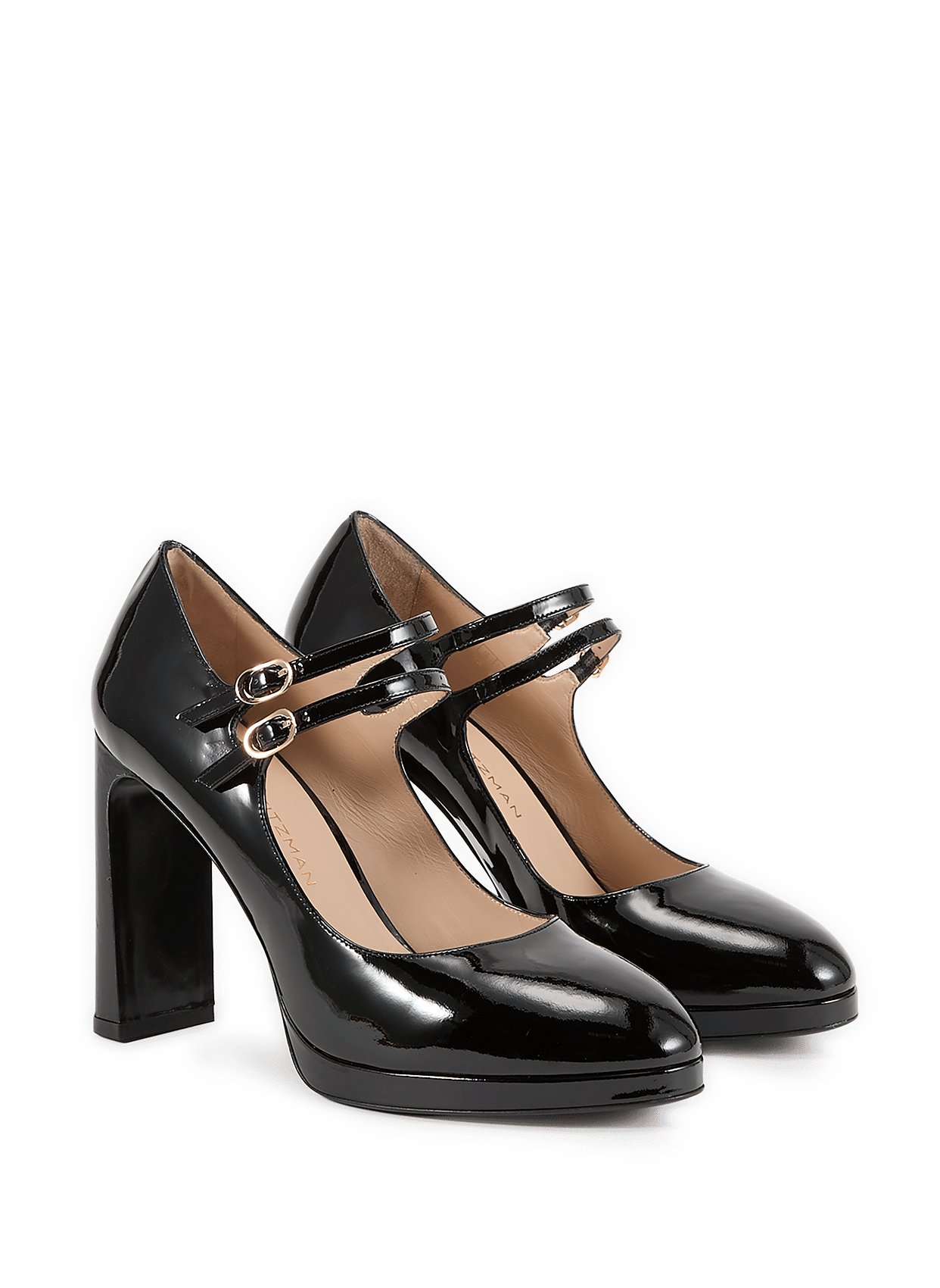Escarpin Babette à plateforme en cuir verni STUART WEITZMAN Noir