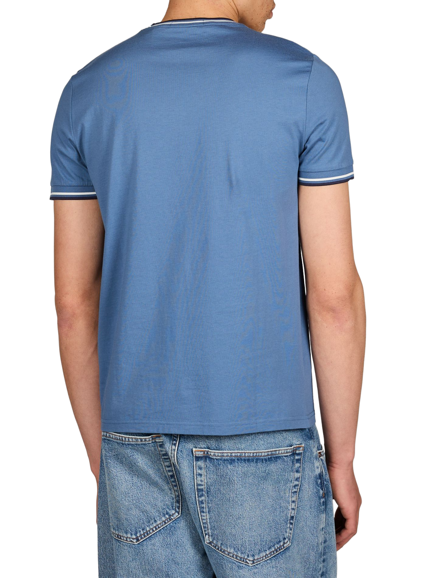 Maglietta a tinta unita con collo rotondo in cotone. FRED PERRY Blu