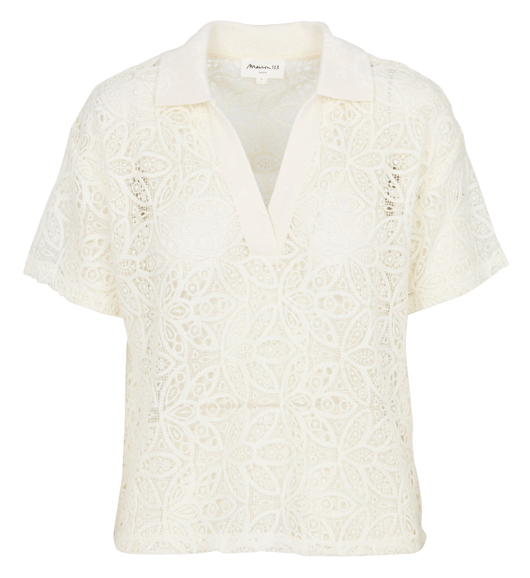 Polo large en dentelle ajourée lou MAISON 123 Jaune
