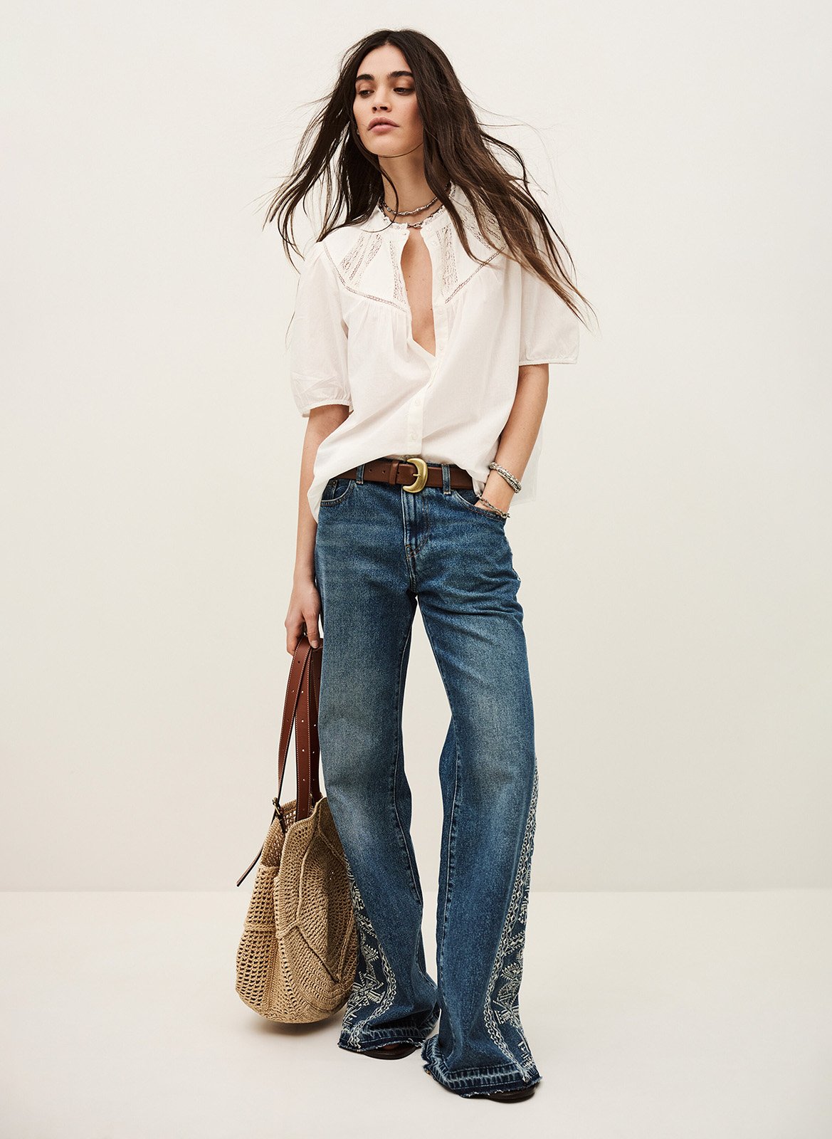 Chemise oversize en coton nella BA&SH Beige