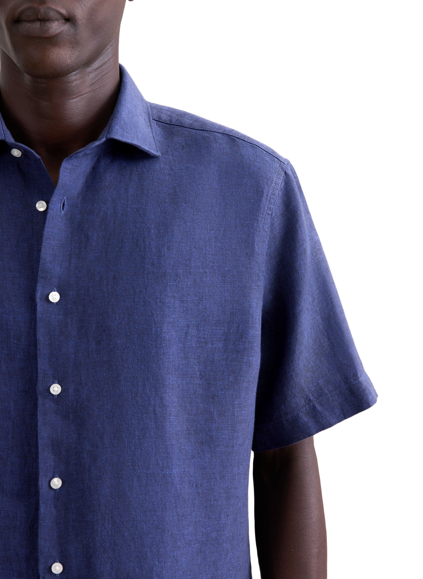 Solid Short-Sleeve Linen Shirt SEIDENSTICKER Blue