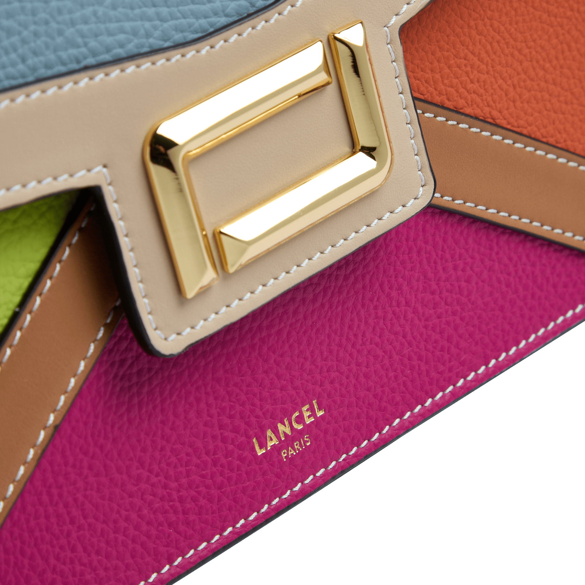 Angèle flap bag medium by lancel in leather LANCEL Purple