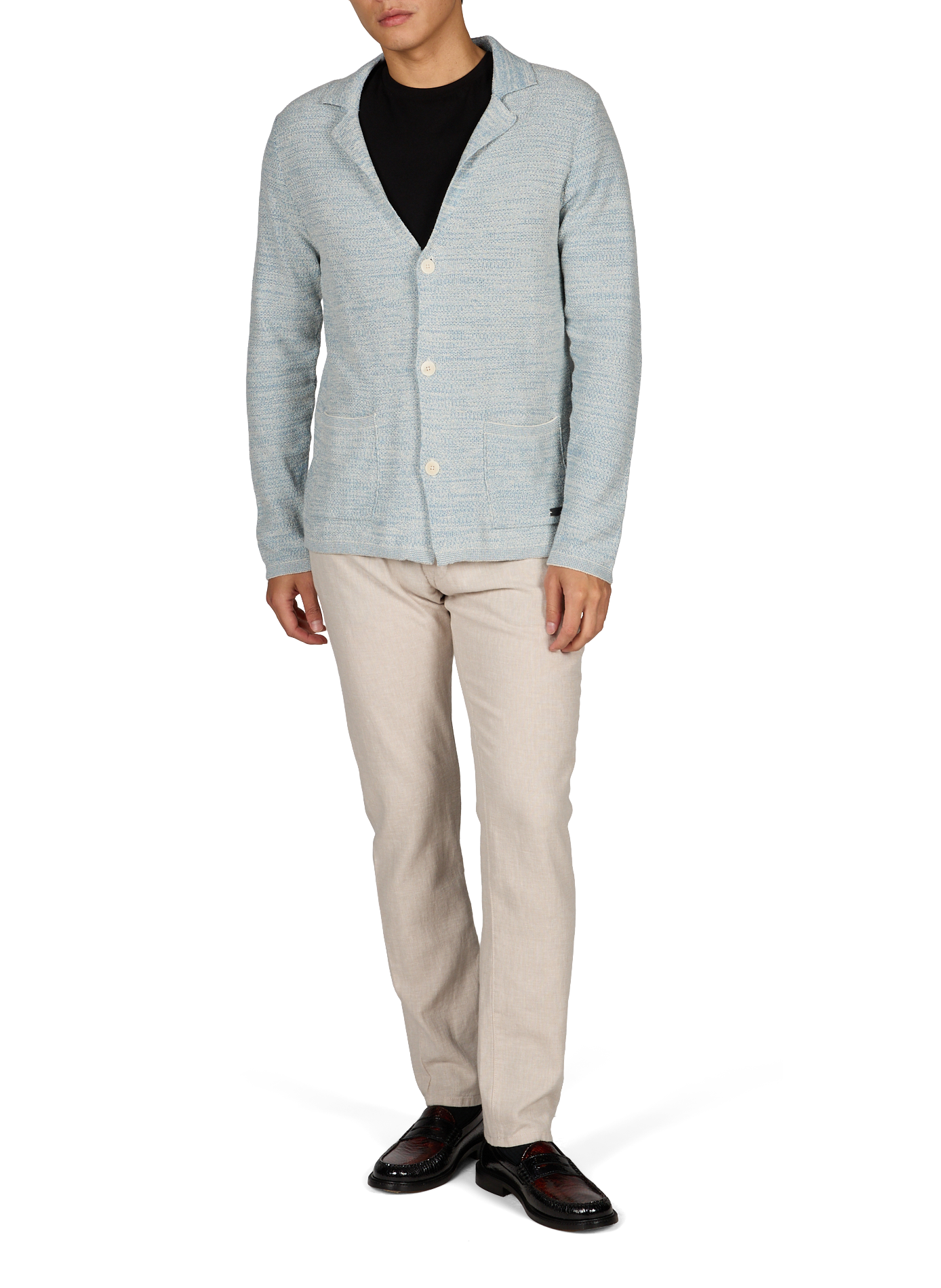 Cardigan col v en coton PIERRE CARDIN Bleu